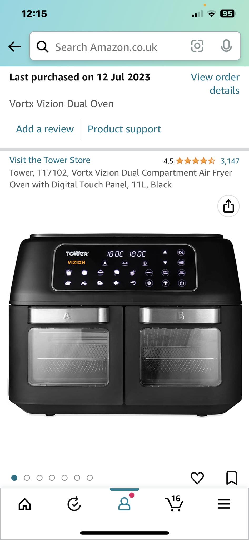 T17100 Vortx Vizion Air Fryer - Friteuse Air Fryer - Air Fryer À Double Compartiment 9 L Avec