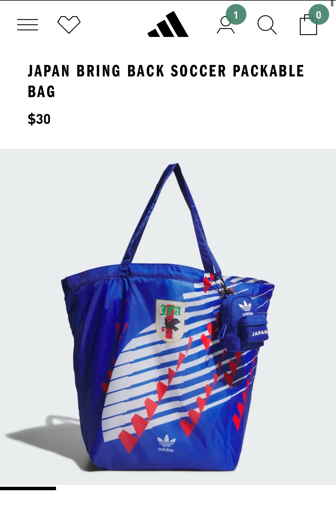 Japan soccer team 1993 uniform re-issue and Adidas bag