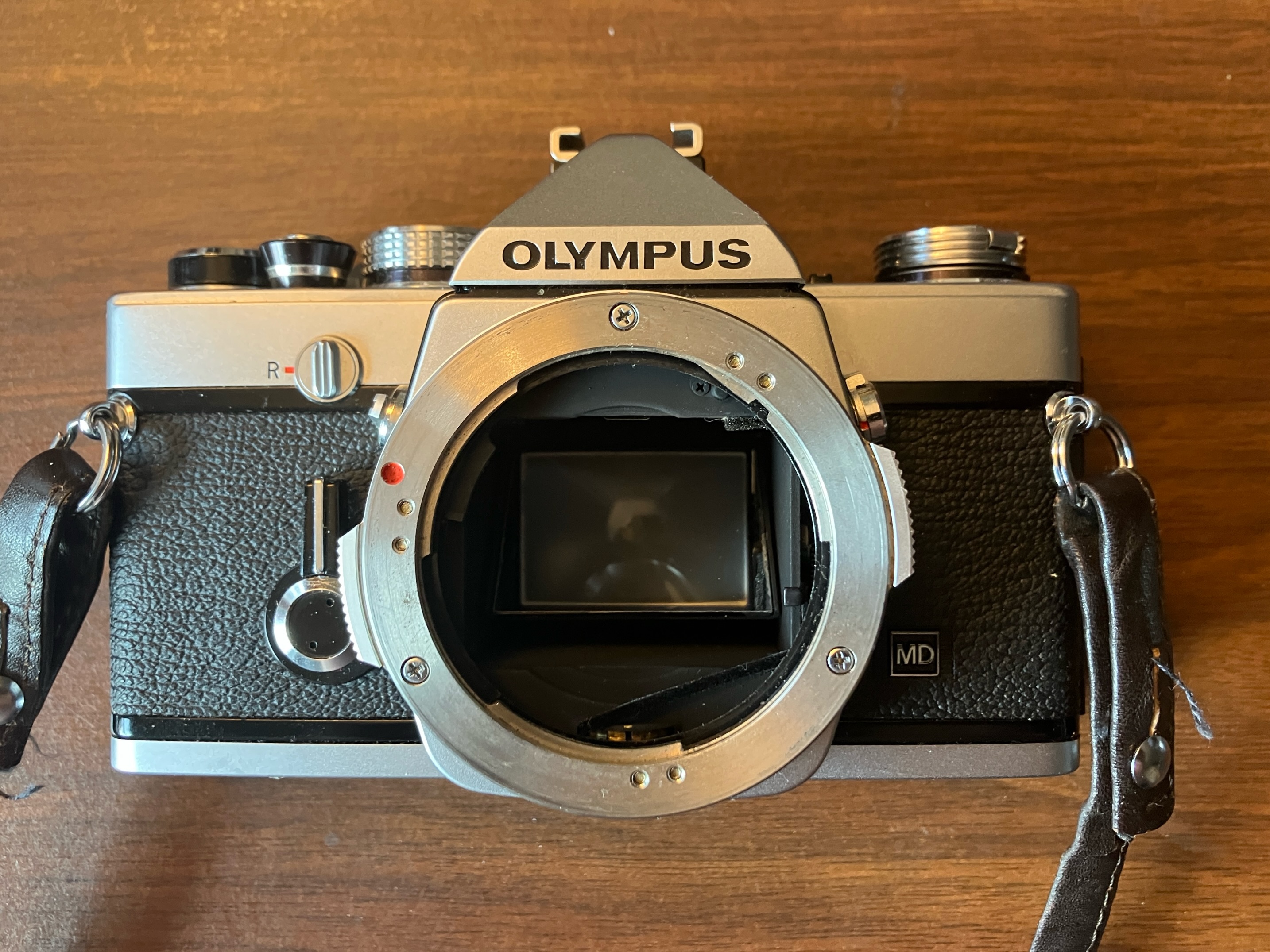 Olympus OM-1 camera with Winder 2 accessory