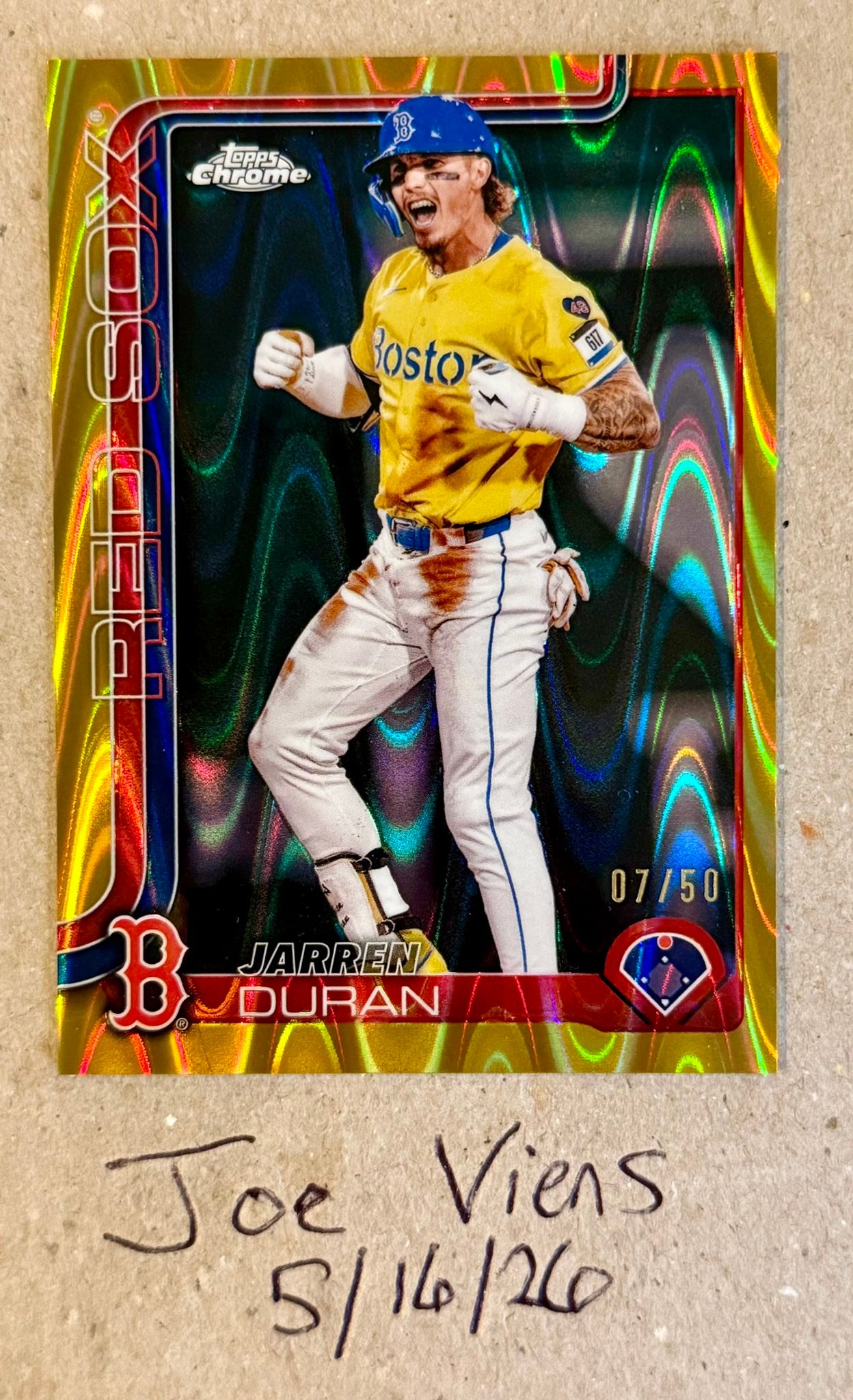 2025 Topps Chrome Jarren Duran Gold Raywave card auction