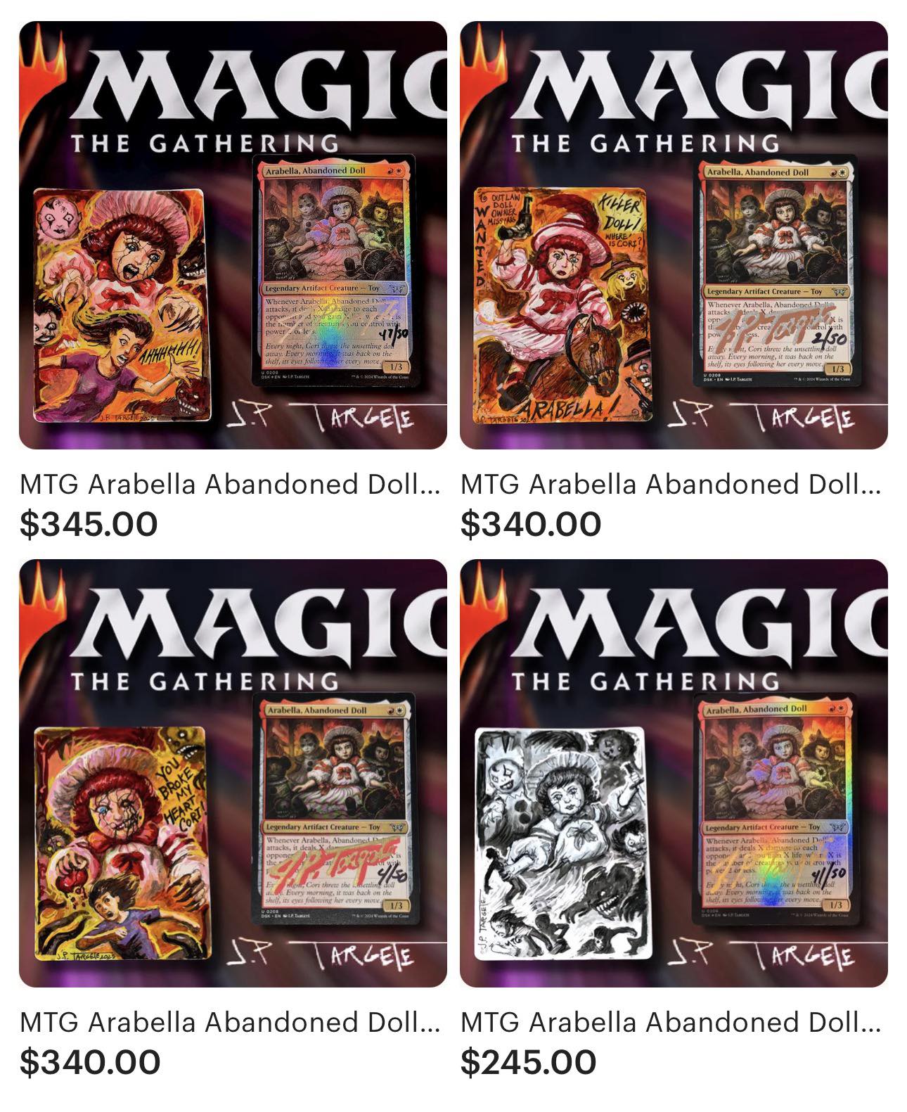 Three color art and two black-and-white art APs of Arabella 