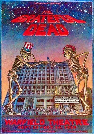 Grateful Dead Warfield Theater poster predates Radio City Music