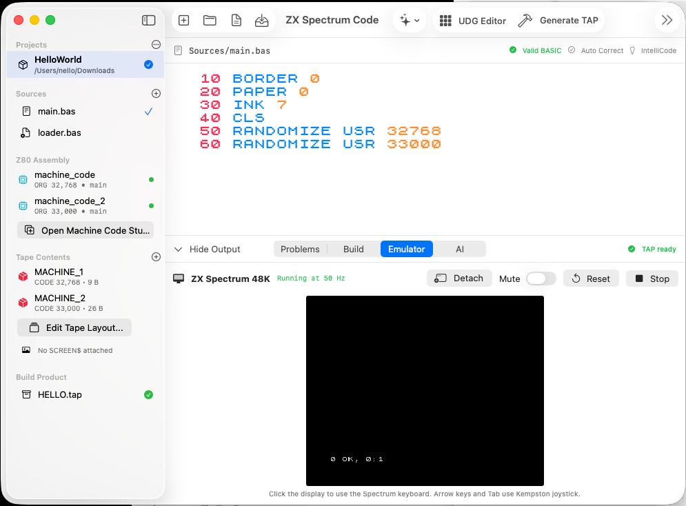 ZX Spectrum Code IDE for Basic and Assembly programming