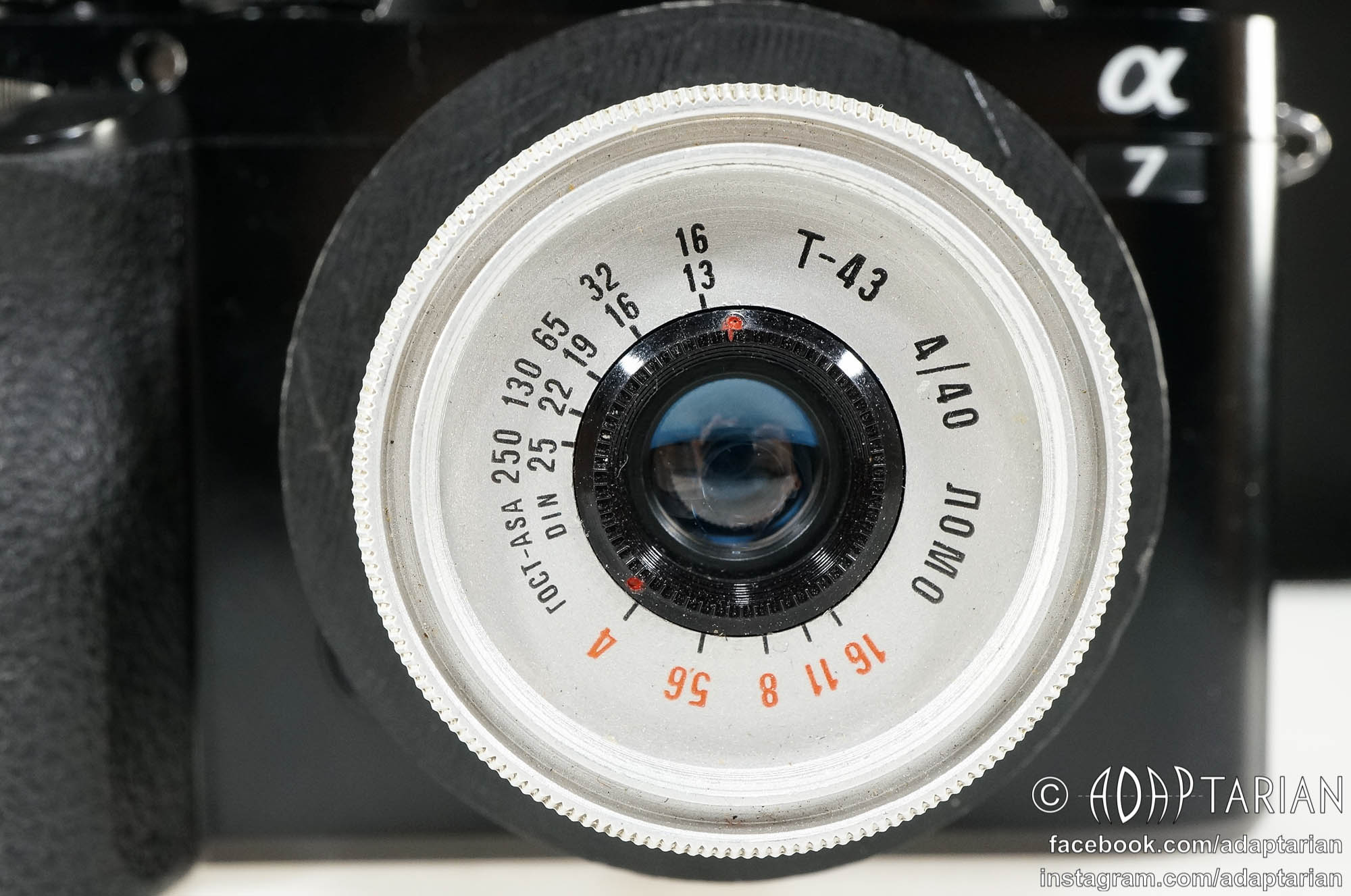LOMO T-43 40/4 (from Smena camera) customly converted to Sony E