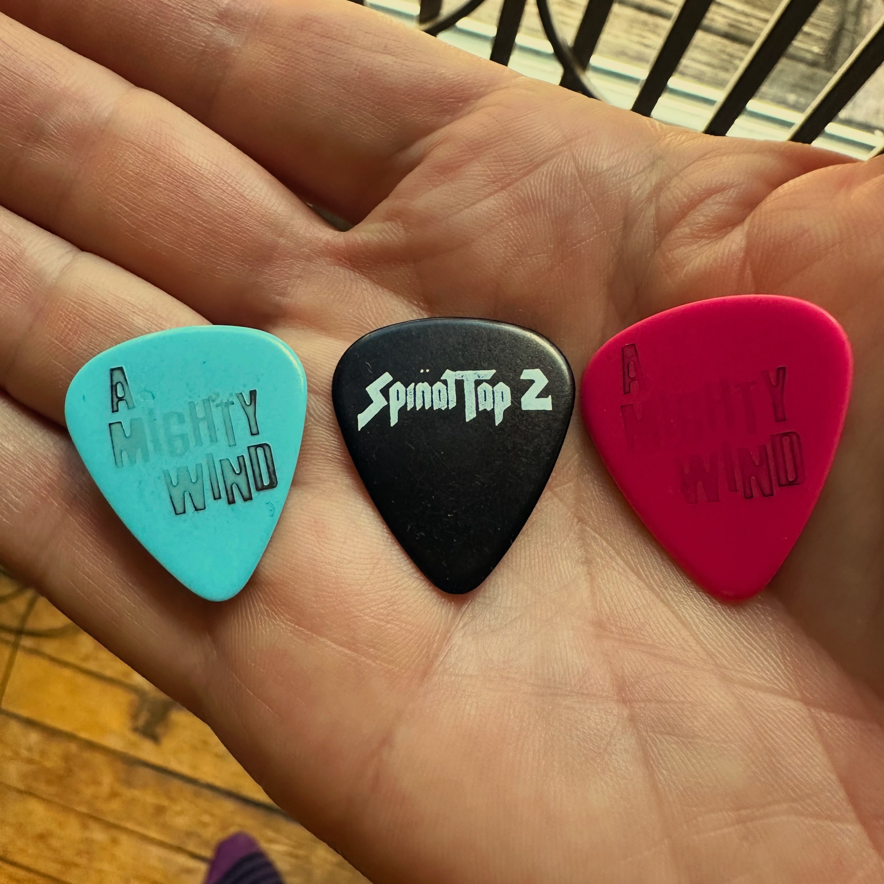 Dave Hill's guitar picks from Loudo3's 80th birthday at Town Hall NYC