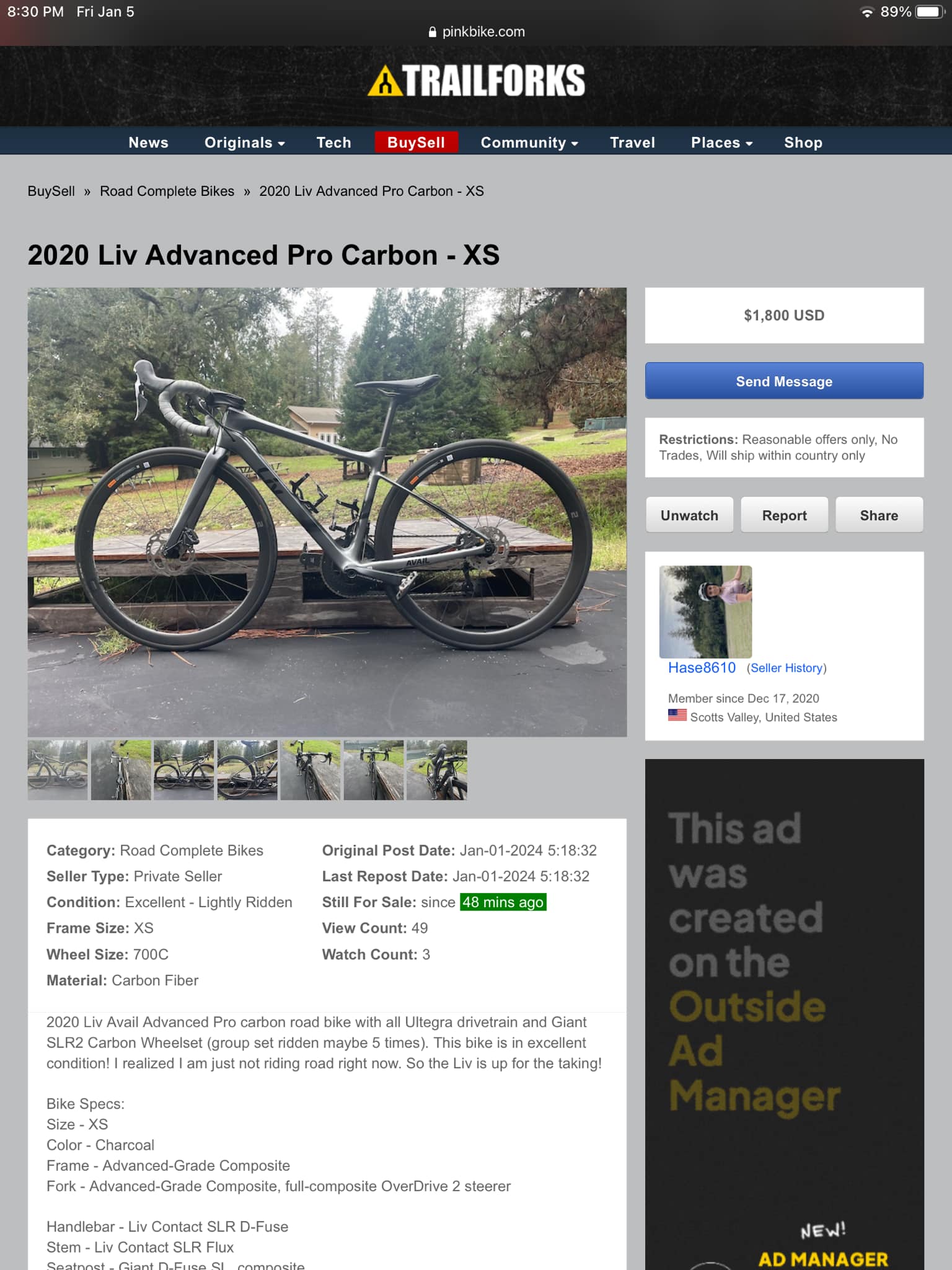 Is a used 2020 Liv Avail Advanced Pro size XS a good fit for a 5'0