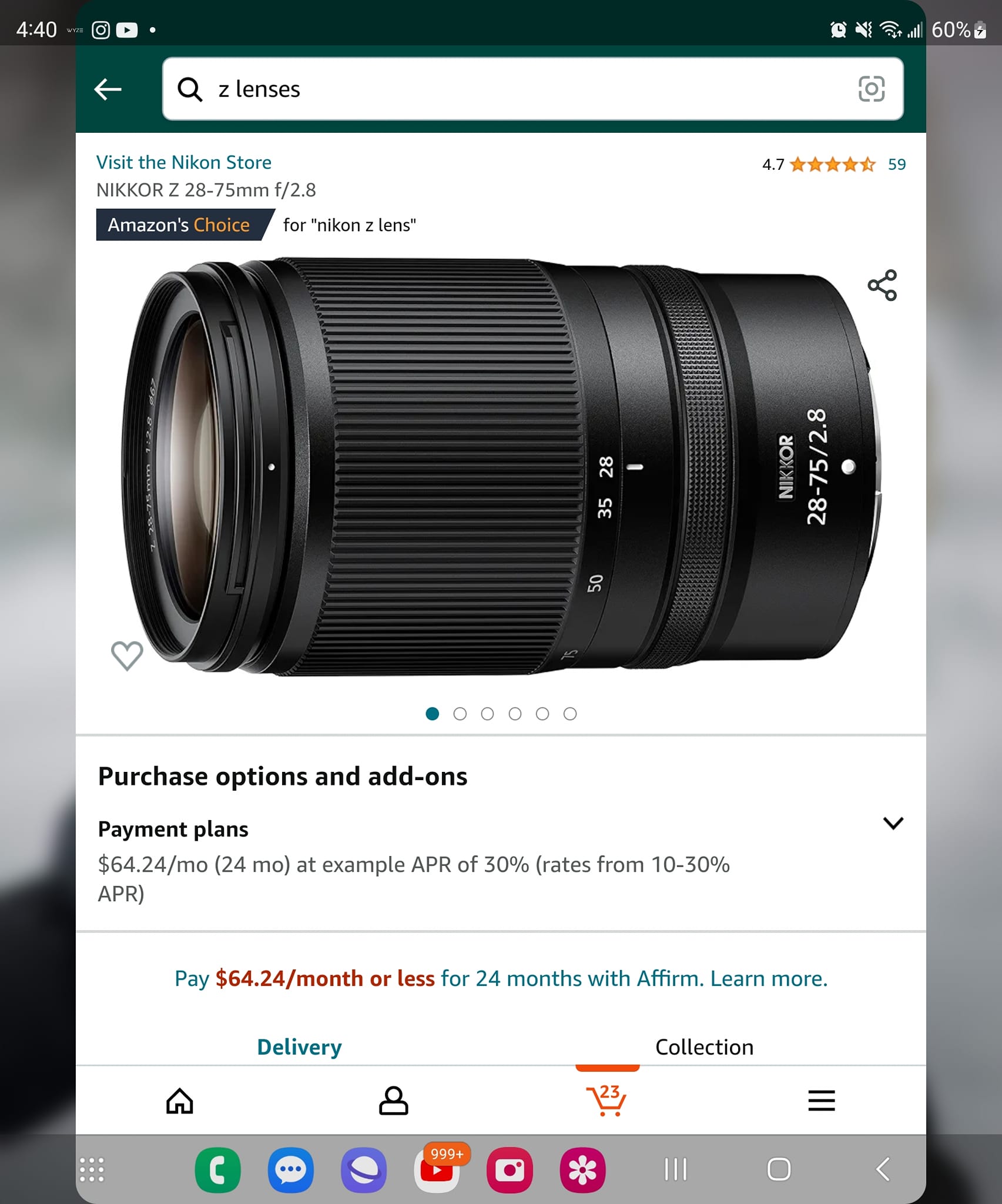 Nikon Z7 and 24-120mm f/4 lens settings