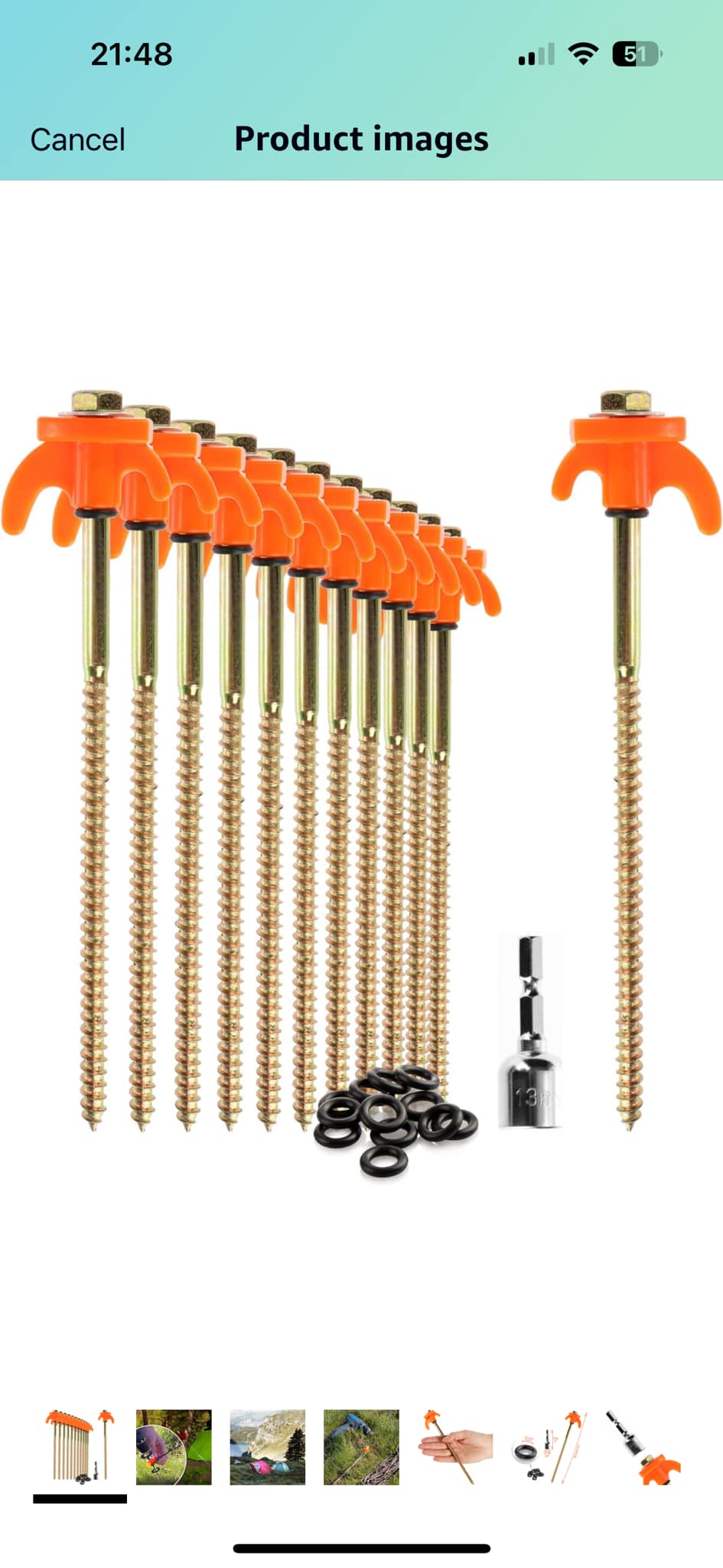 50 X Heavy Duty Drill Top Rock Tent Pegs – 13mm Head, Hard Ground (Campervan)