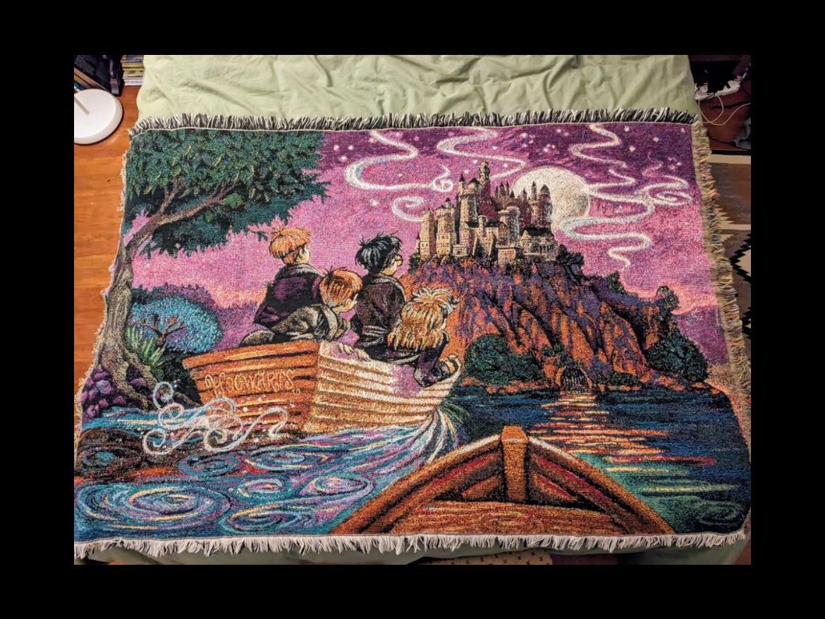 Vintage 2000 Harry Potter blanket found at thrift store