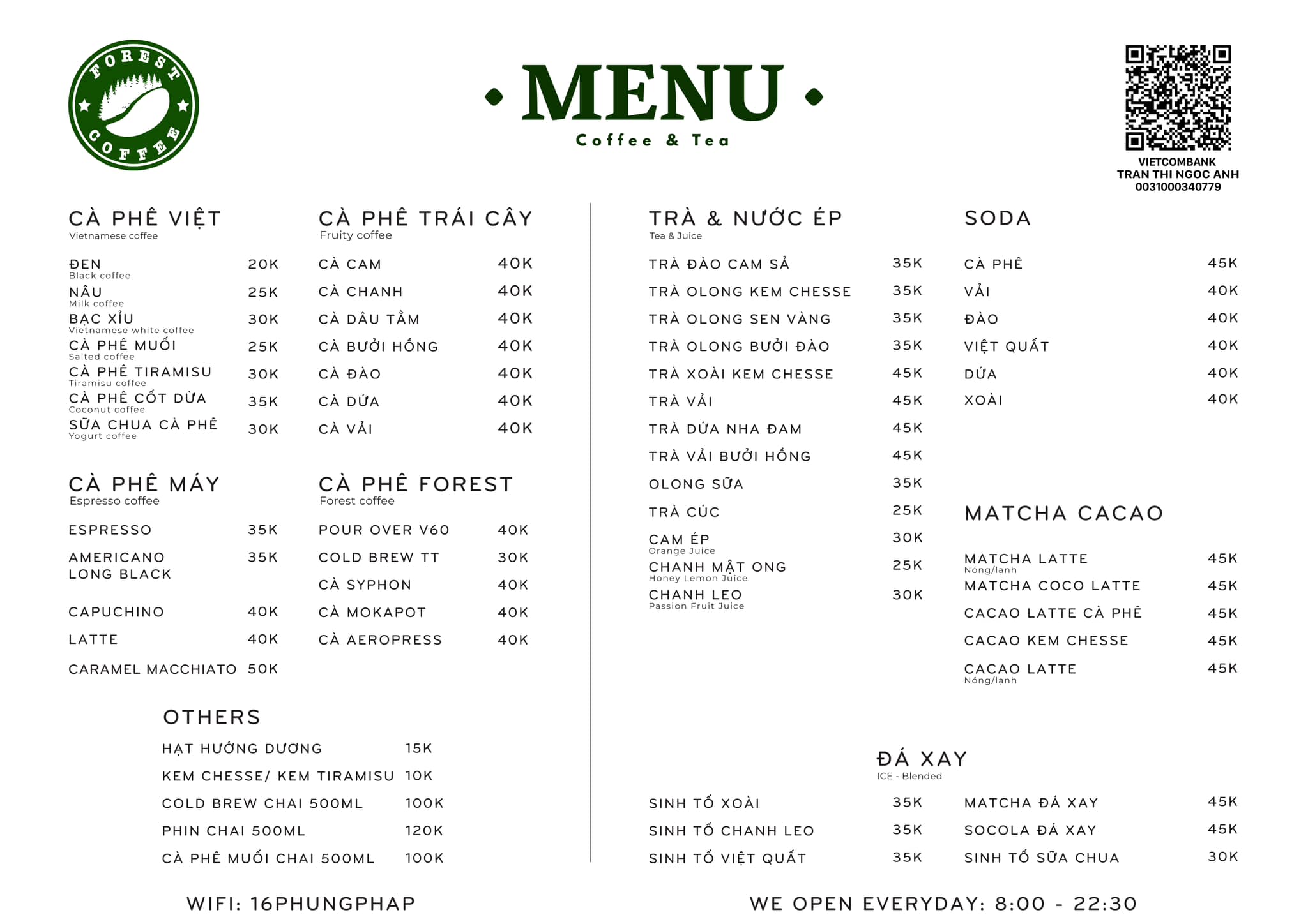 Forest - Menu mới của quán toàn món đồ uống mới toanh phục vụ bạn. Nhớ ...