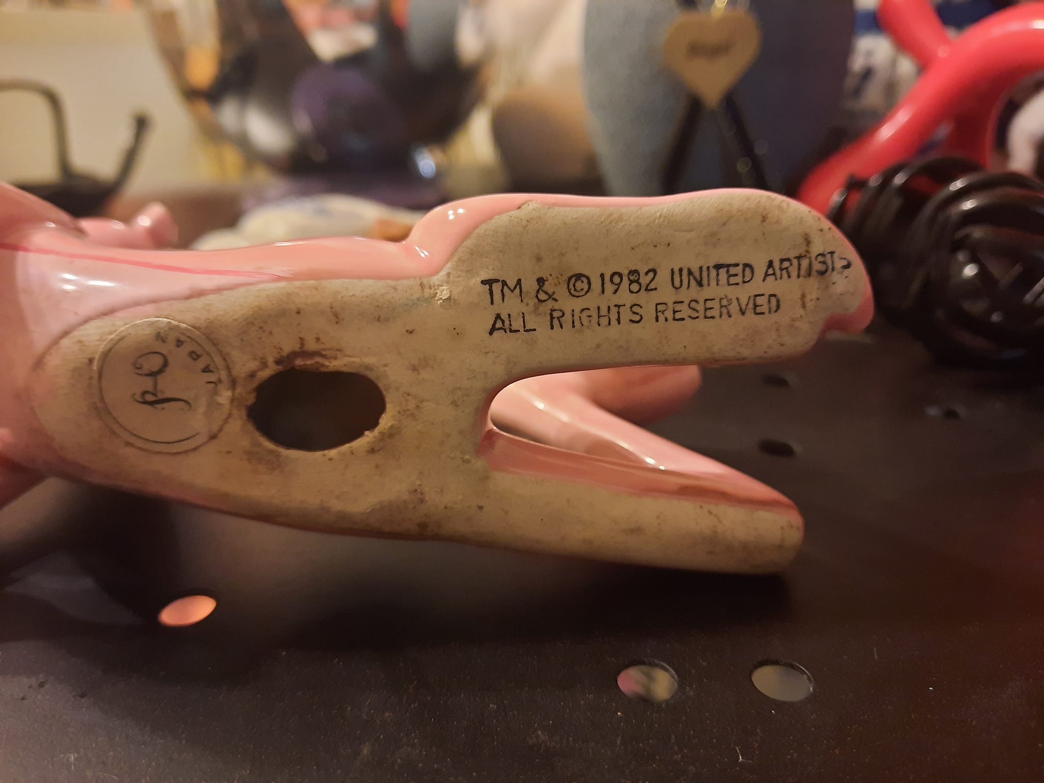 Free ceramic Pink Panther figurine found in apartment garbage room