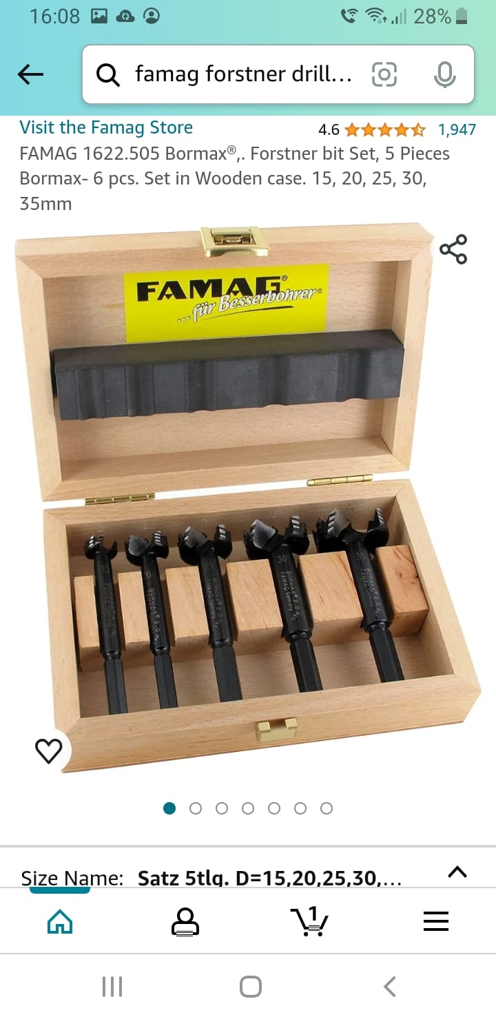 Set 15 Punte Forstner In Legno 10-50 Mm – In Scatola Di Legno, Per Trapani A Mano, Fori Puliti