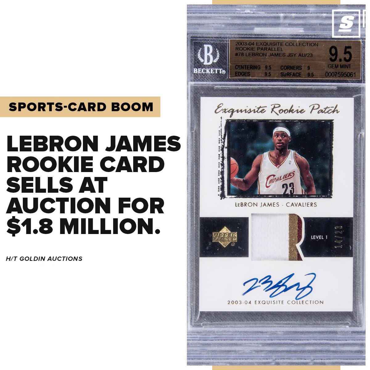 The LBJ 2003-04 Upper Deck Exquisite card - one of only 23
