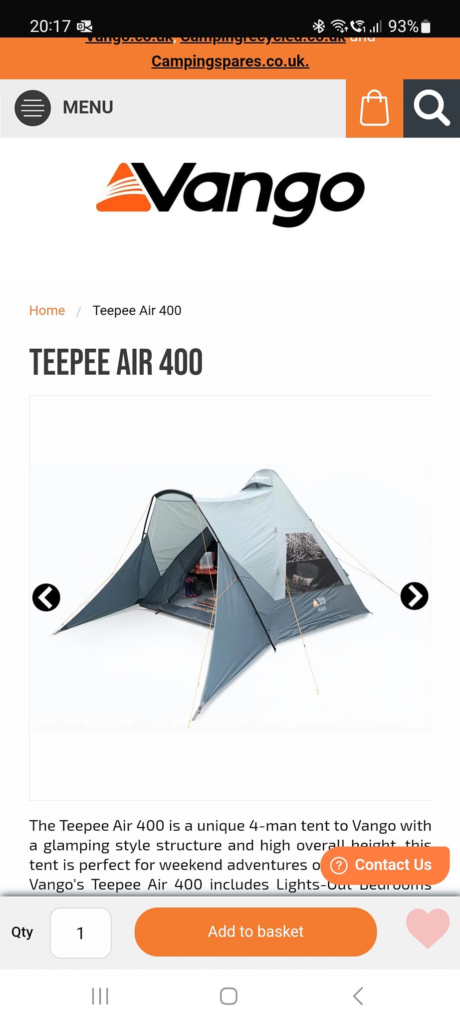 Vango F10 Hydrogen Air - Tenda da campeggio