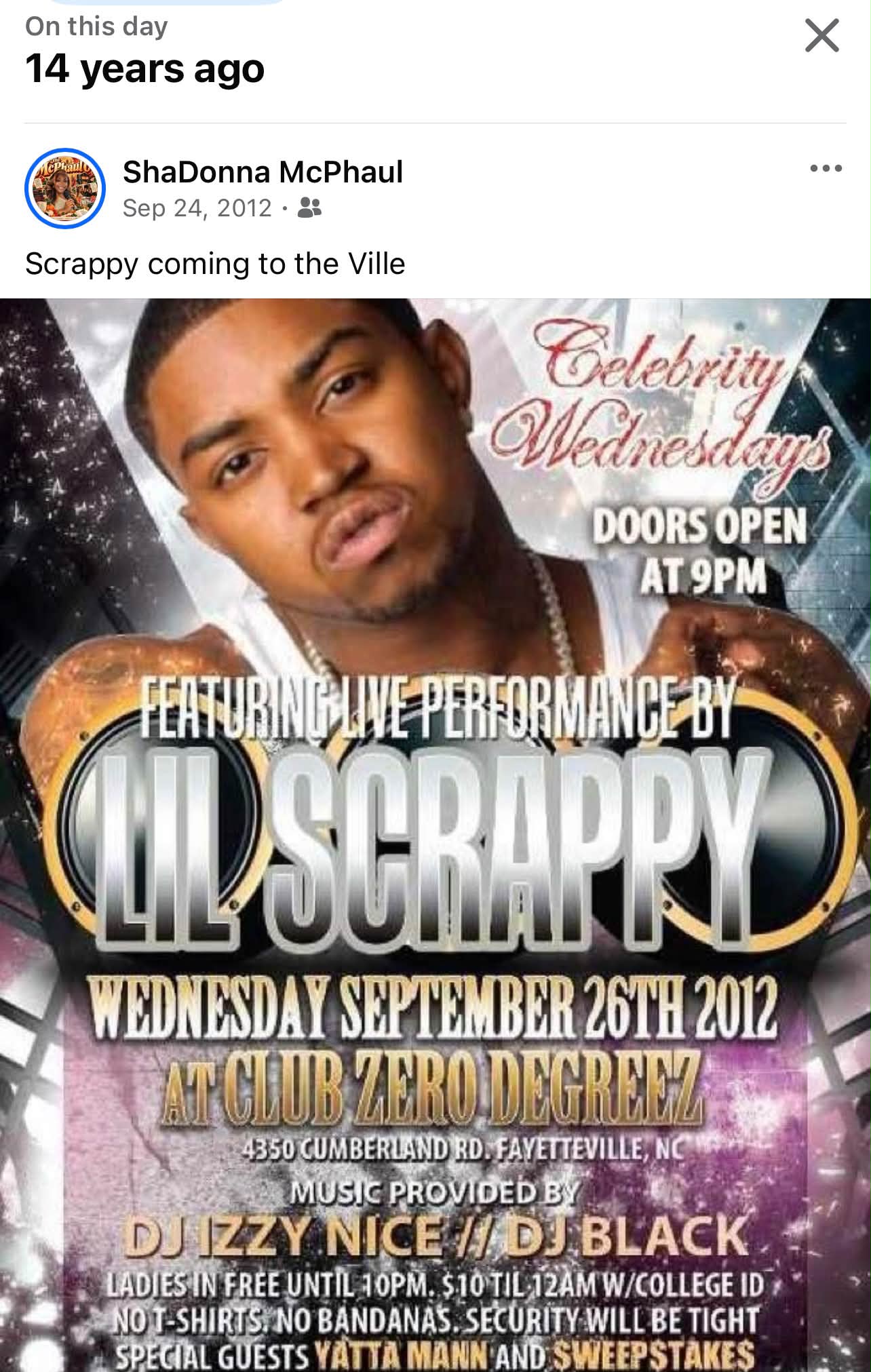 Scrappy live performance at Club Zero Degreez in Fayetteville on