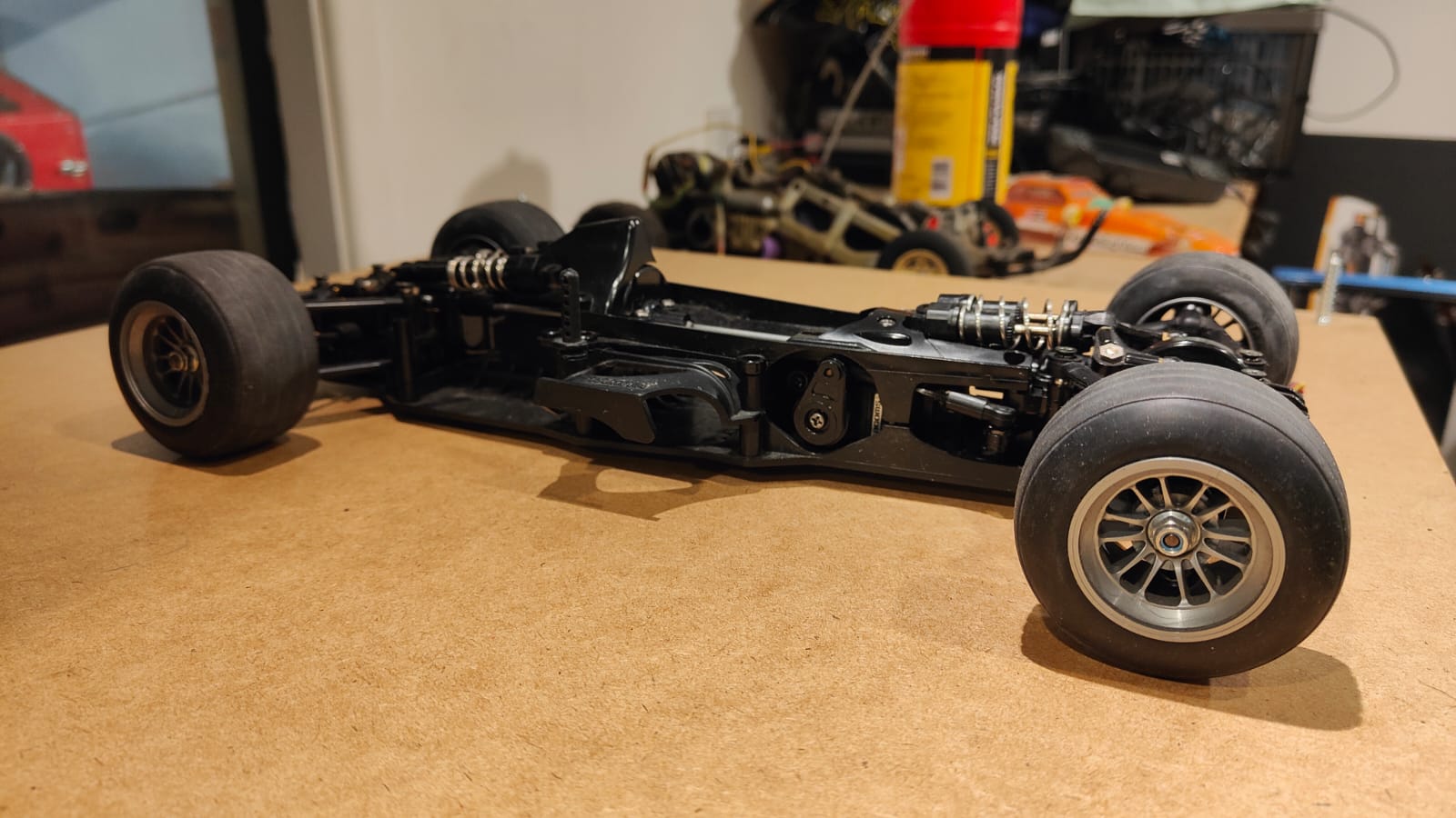 Tamiya F201 GP CF chassis with all hop-ups