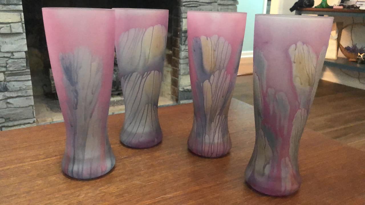 Vintage Reuven Art Nouveau Frosted Art Glass Vases Found at