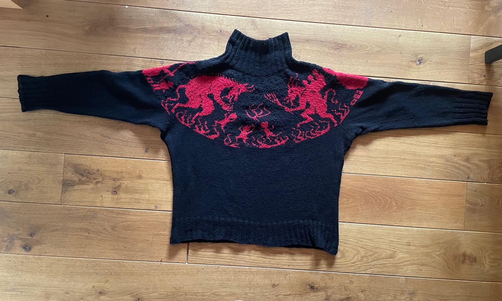 Krampus-inspired holiday sweater knitting pattern