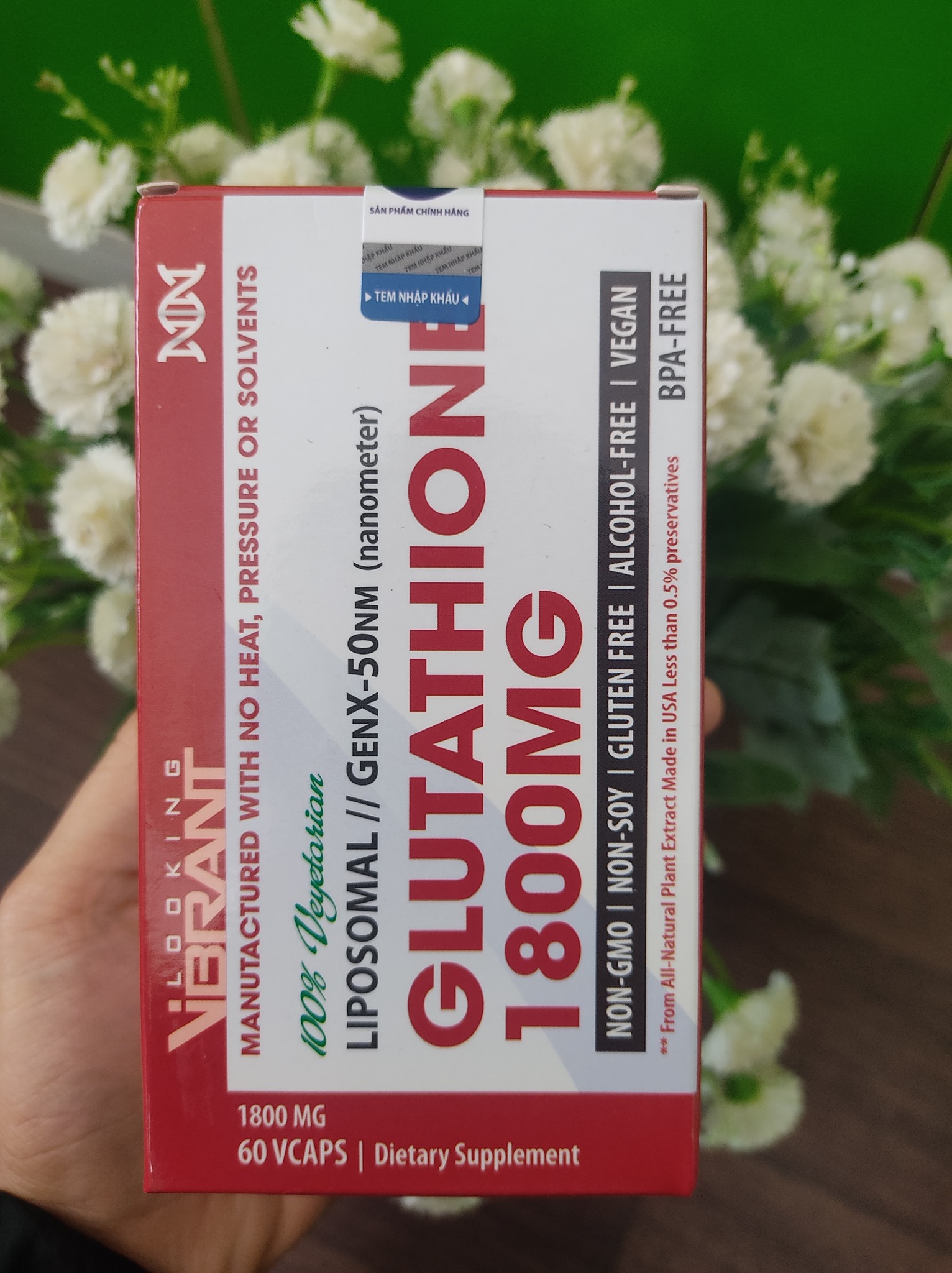 Viên uống sáng da Glutathione 1800mg Vbrant