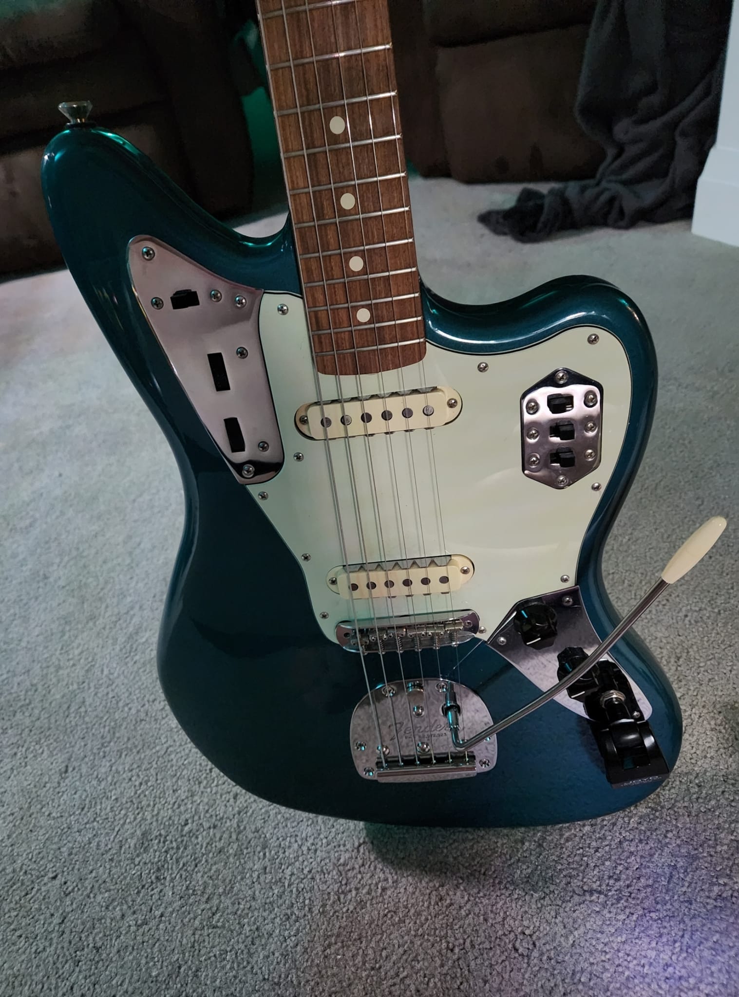 Ocean Turquoise Vintera 2 Jaguar with custom mint green pickguard