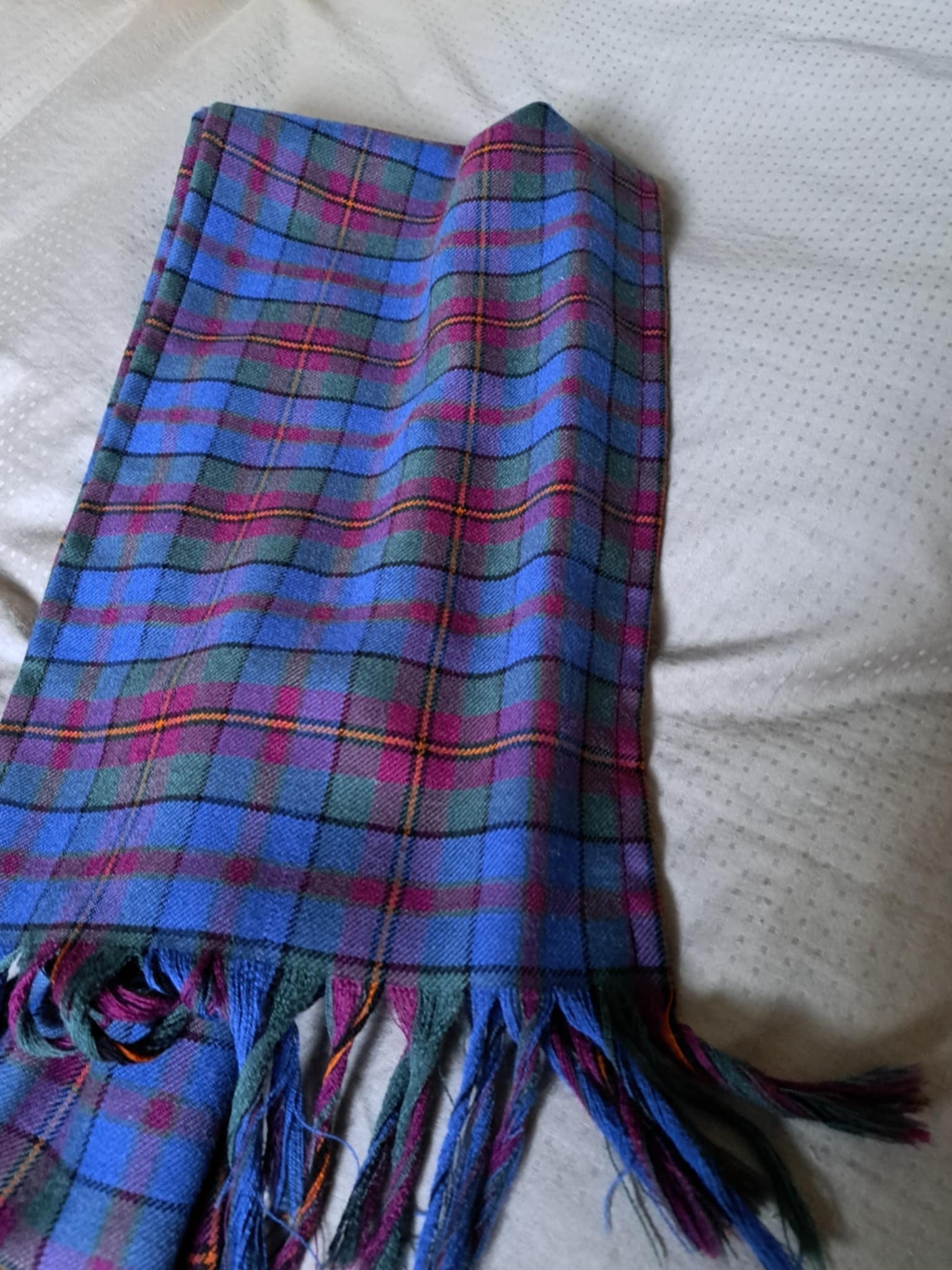 Harris Tweed Pure Wool Luxury Mens & Womens Fringed Scarf .. Blue/Jade