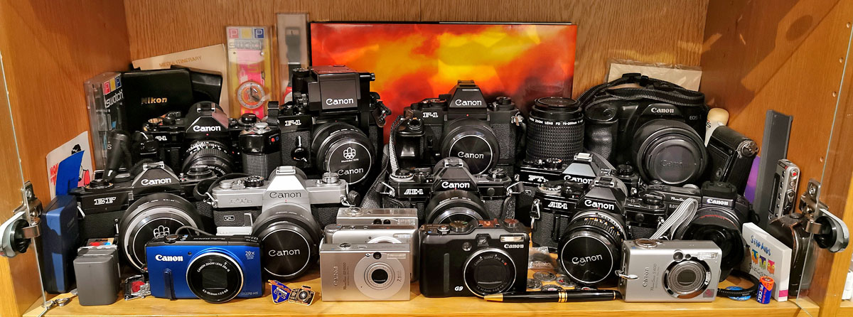 Canon camera collection and vintage photography gear