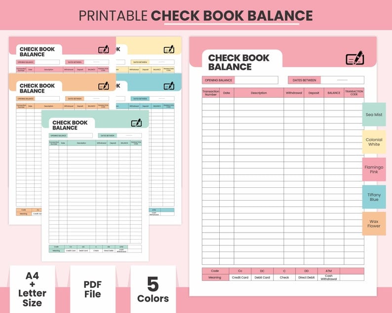 Printable Daily Check Book Balance... - Printablesbywaleed