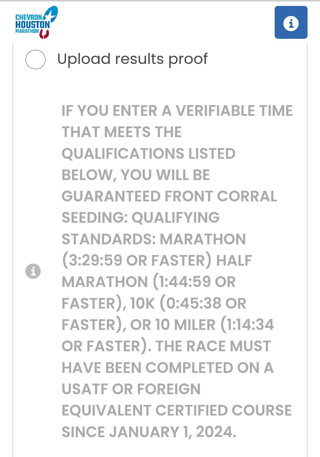 Houston Running Group | It appears the Corral A requirements for 2026 ...