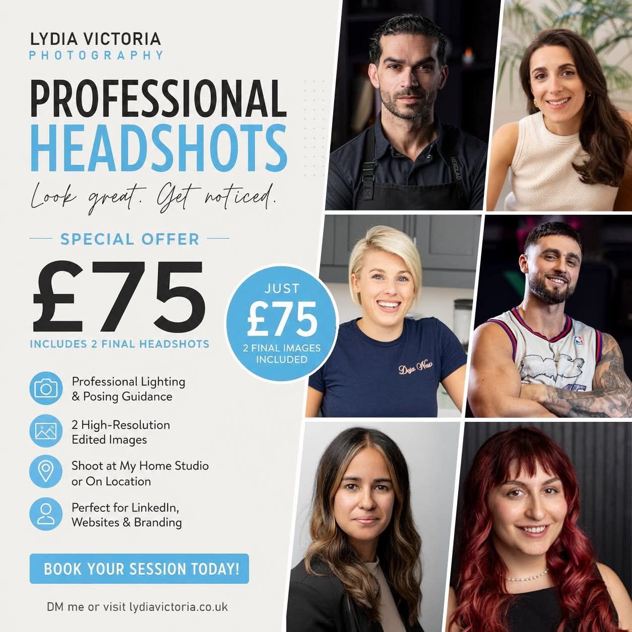 Professional headshots from £75 with Lydia Victoria Photography
