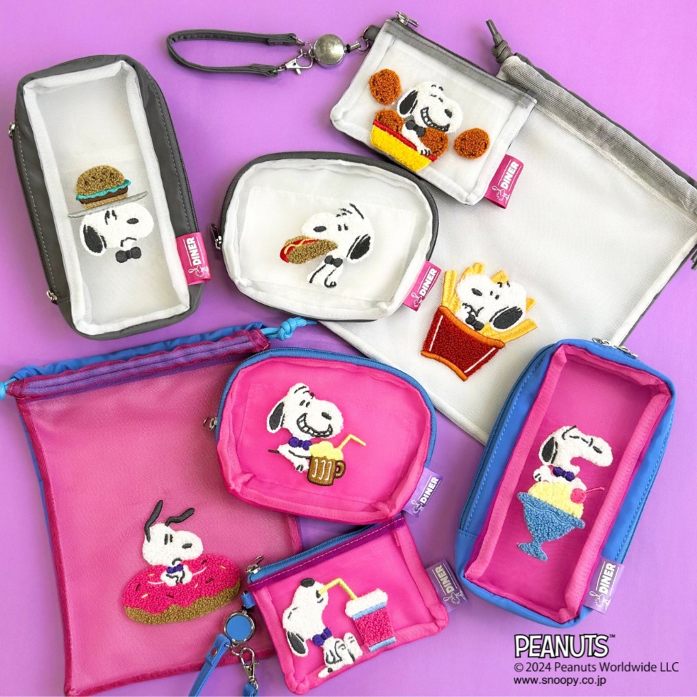 SNOOPY♡メッシュトートバッグ＆ポーチ＆カラビナケース＆パスケース新品 1月19日(日)までPLAZAで先行販売💙 フードやスイーツをモチーフとした