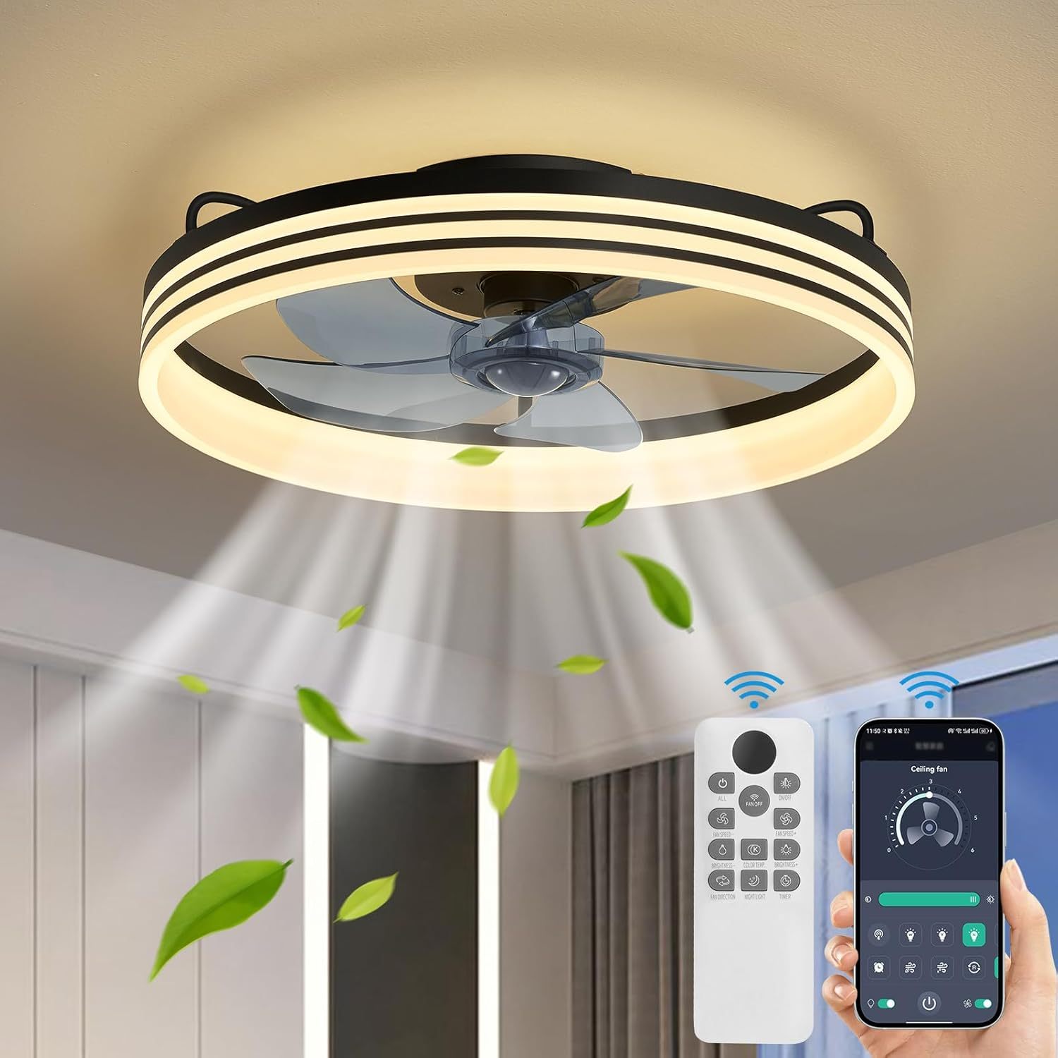 23.6in Farmhouse Ceiling Fan With Light - Remote Control, 6 Speeds, Vintage Copper, Includes 6 E26 Bulbs