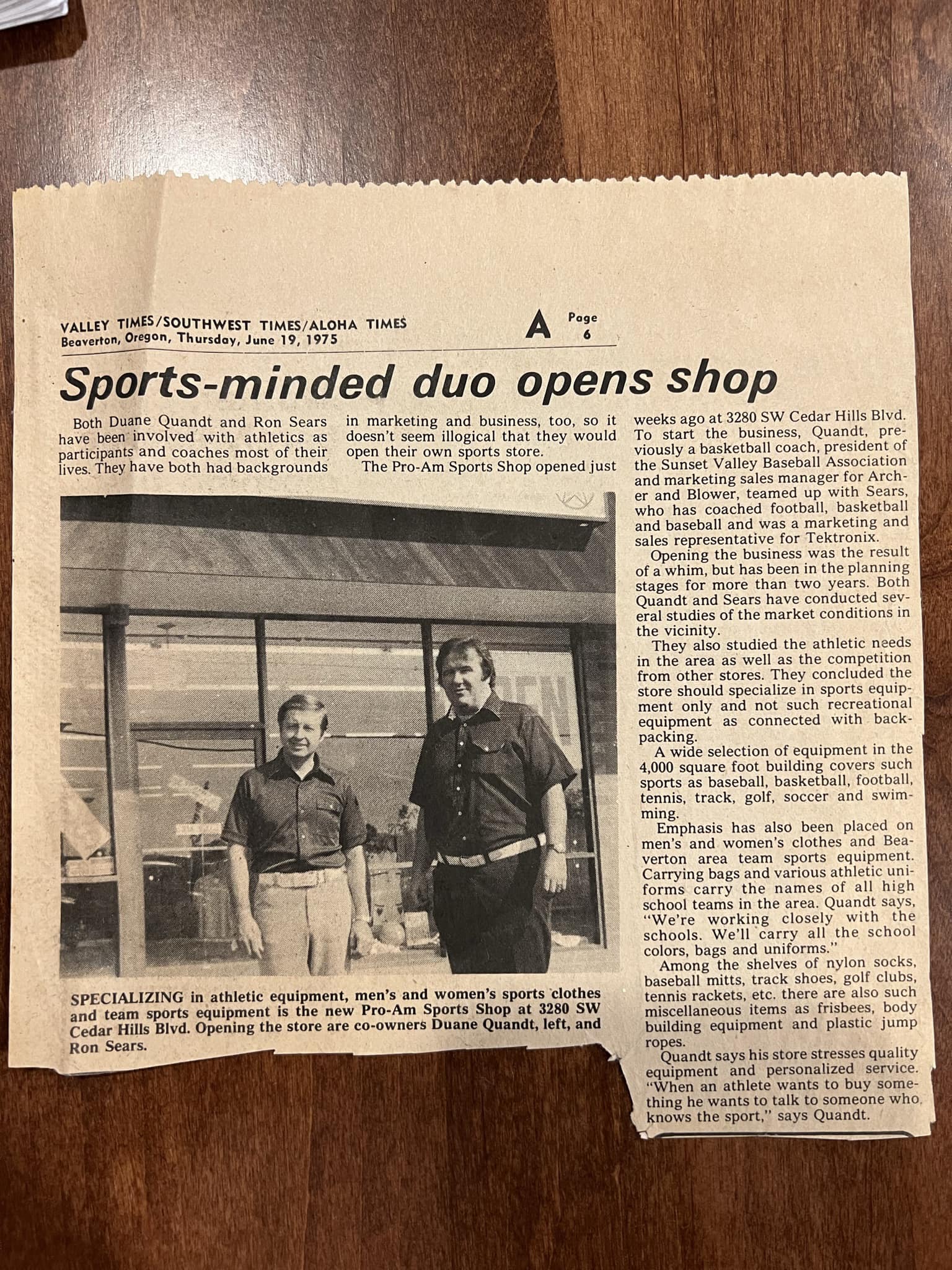 Pro-Am Sports on Cedar Hills Blvd opened 50 years ago