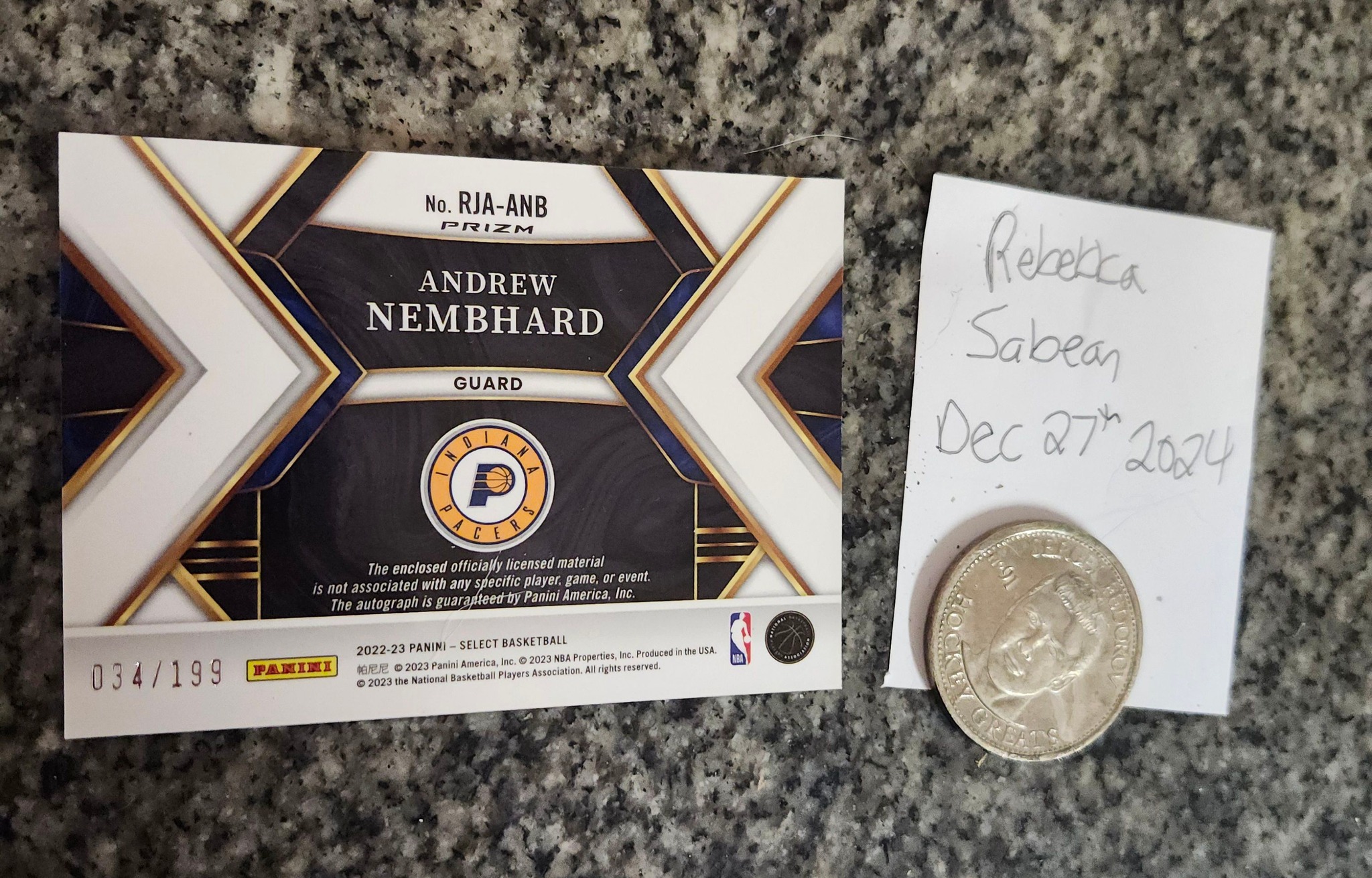 Panini Select Andrew Nembhard Rookie Auto Patch Basketball Card 