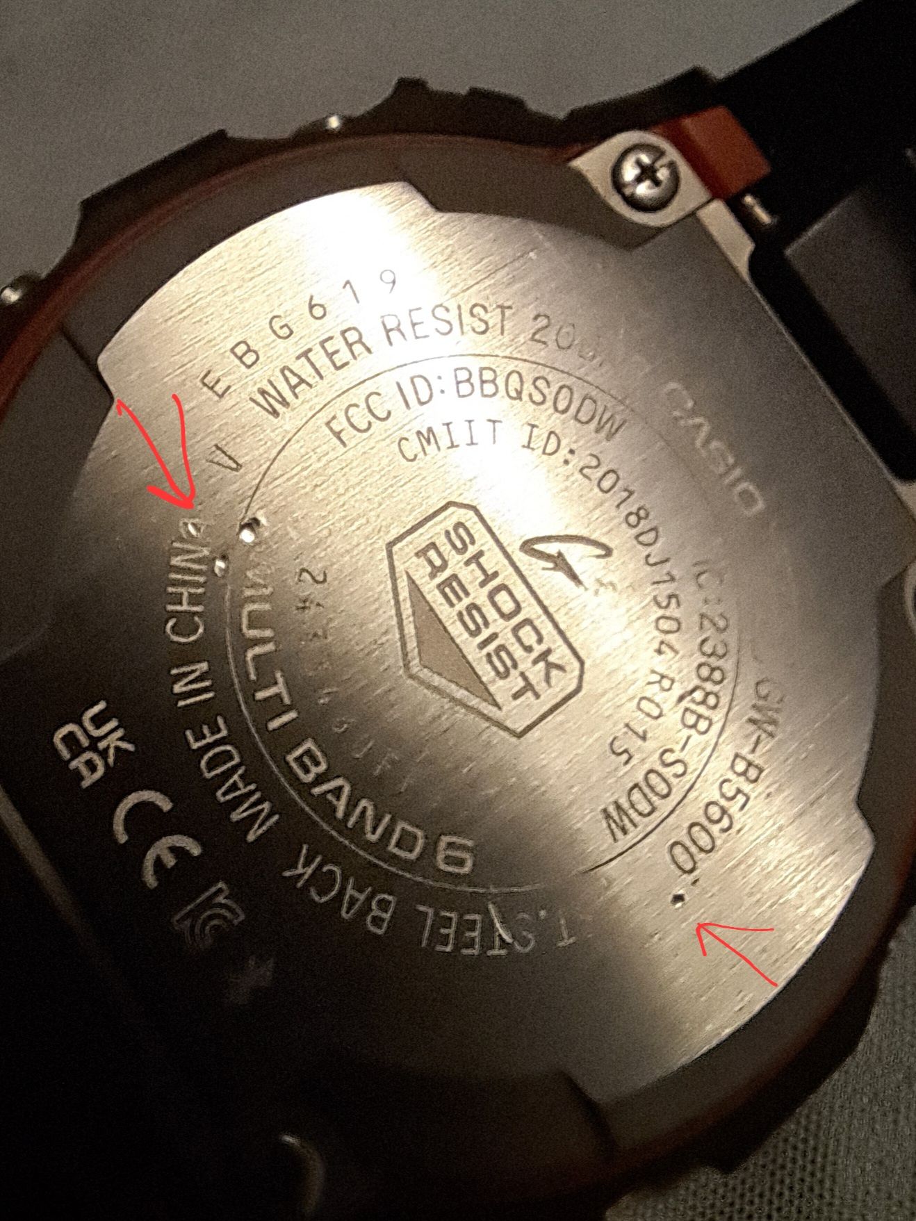 Is this Casio GW-B5600HR-1JF watch with dimples on caseback authentic?
