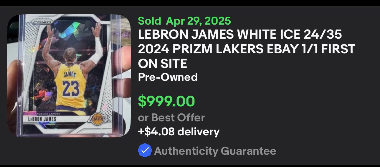 Son pulls rare 2024-25 Prizm White Ice LeBron James card