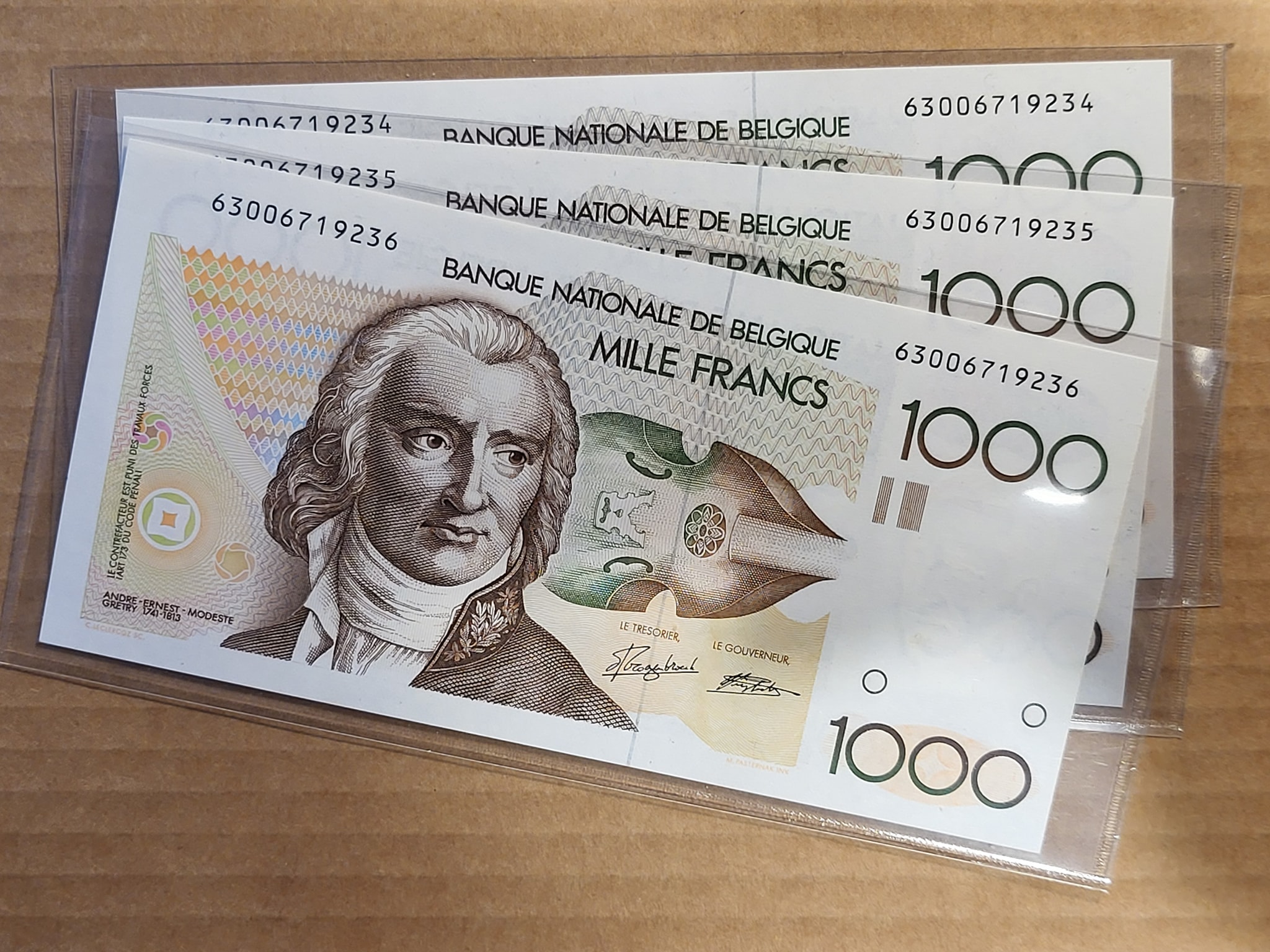 Belgium 1000 francs banknote series for sale