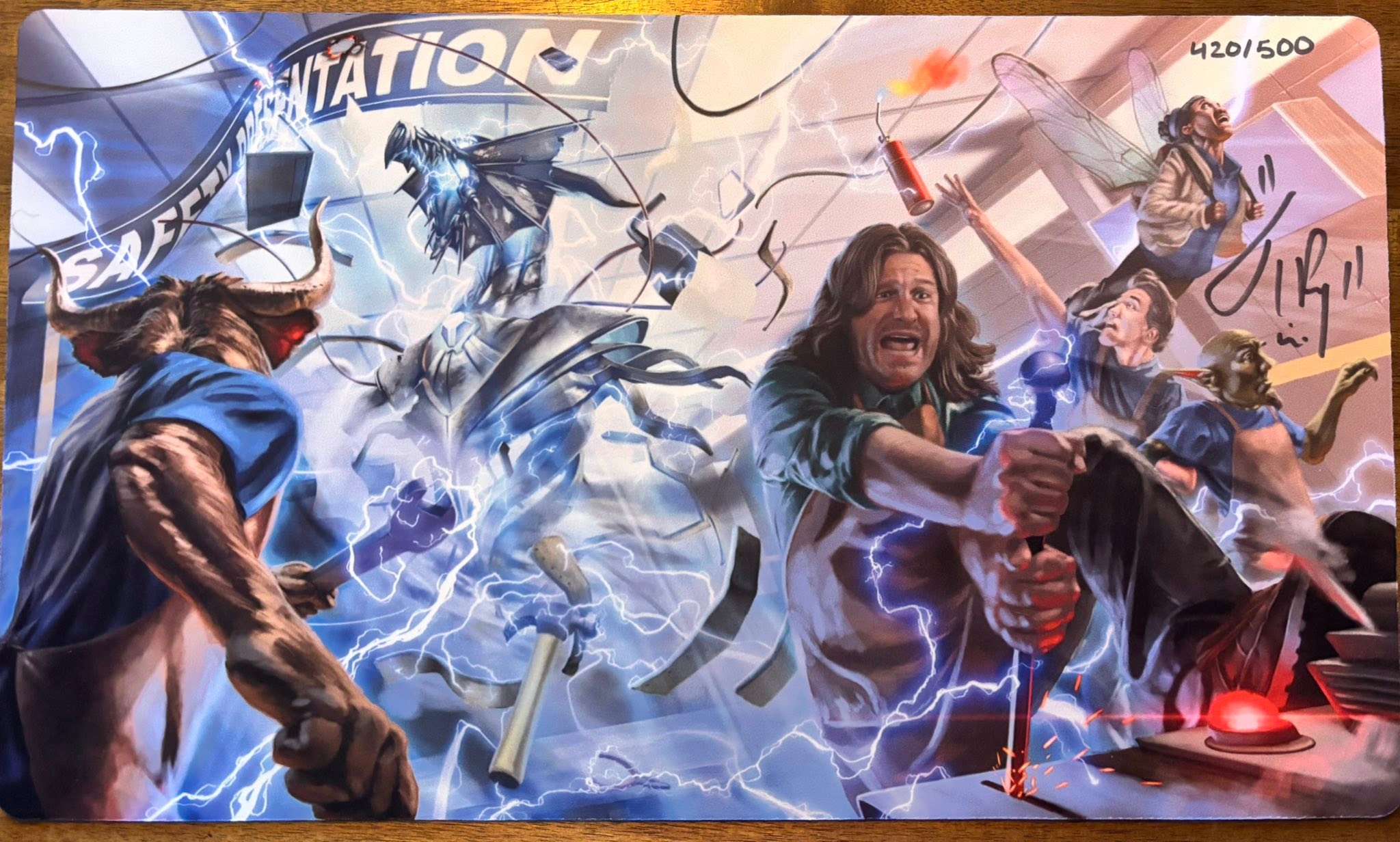 Limited edition Magic: The Gathering playmat signed by the professor