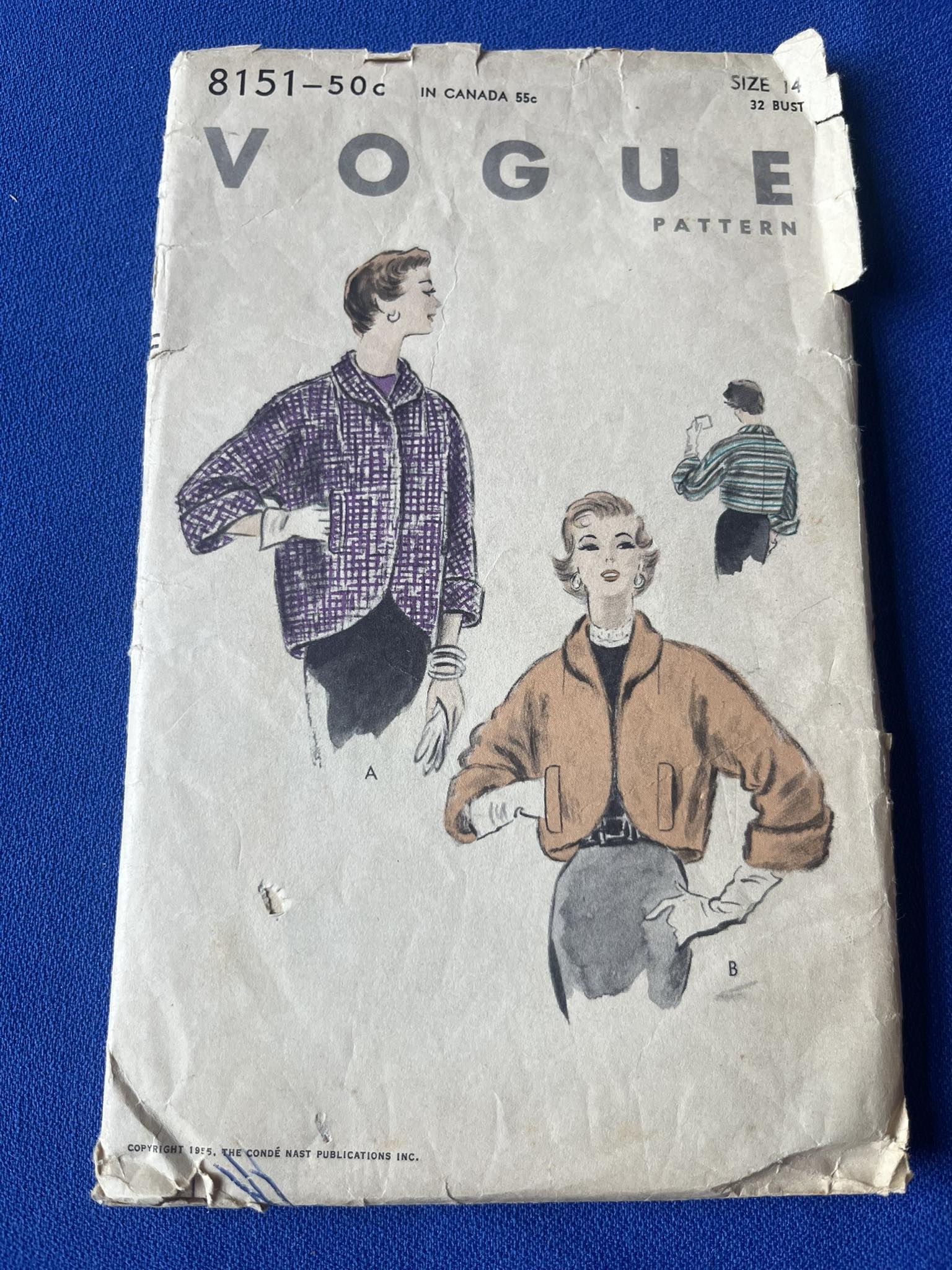 vintage quilted jacket pattern from 1955