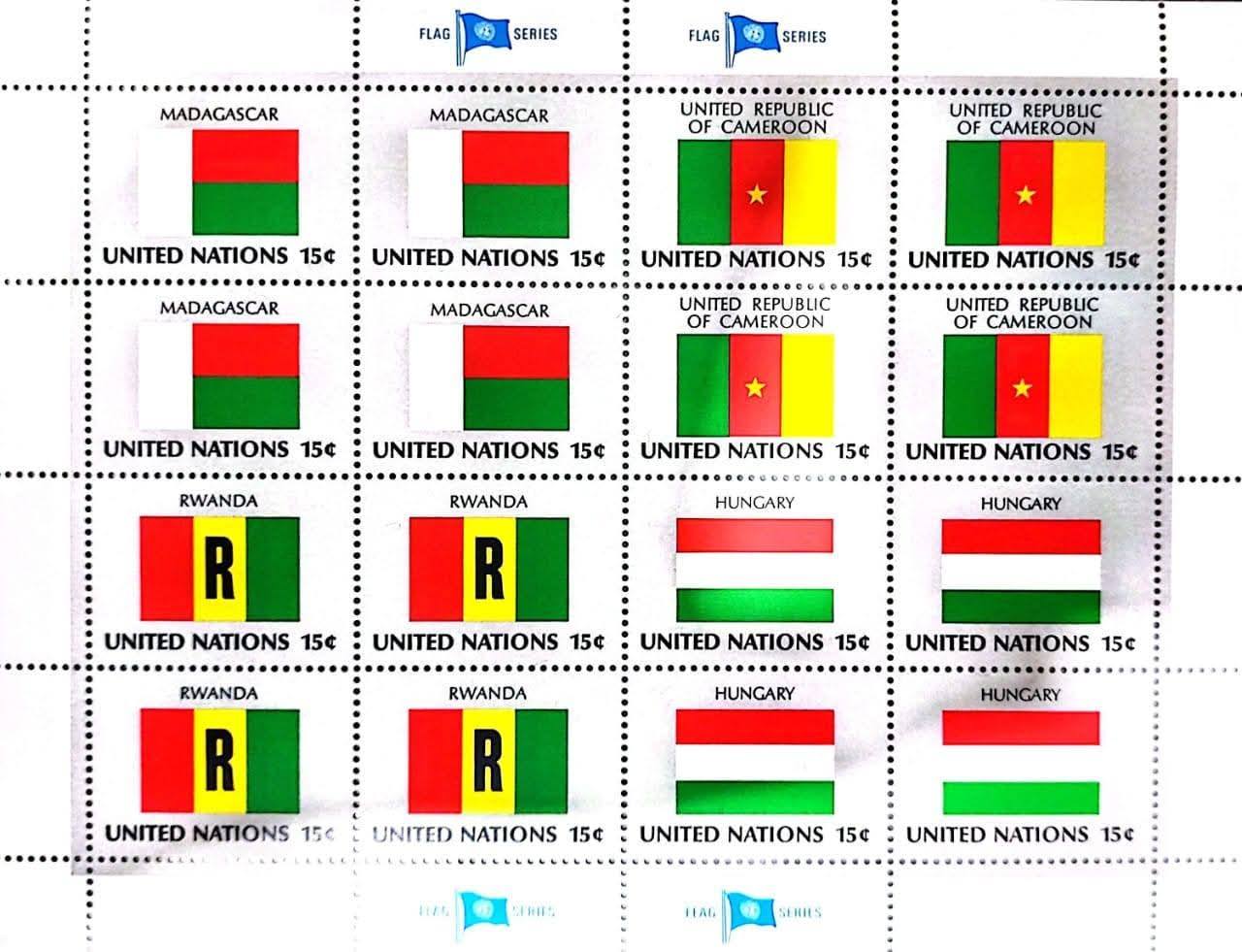 UN issued stamps for flags of its countries members from 1980