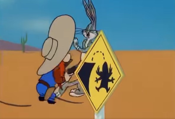 Non-compliant road signs from 1992 WB cartoon
