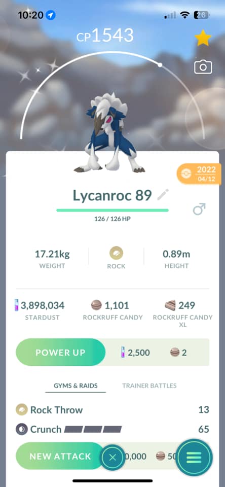 Shiny Rockruff ( Dusk Form ) Pokemon Trade Go