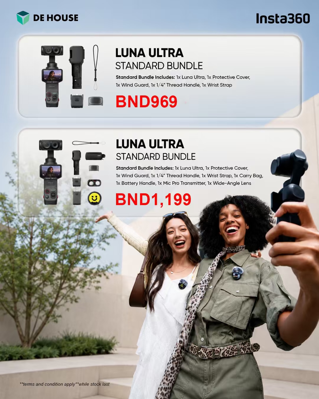 Insta360 Luna Ultra bundles available at DE House Brunei