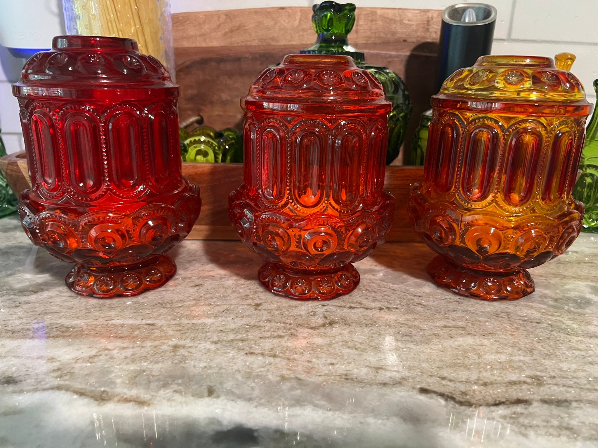 Fairy lamps in different amberina shades