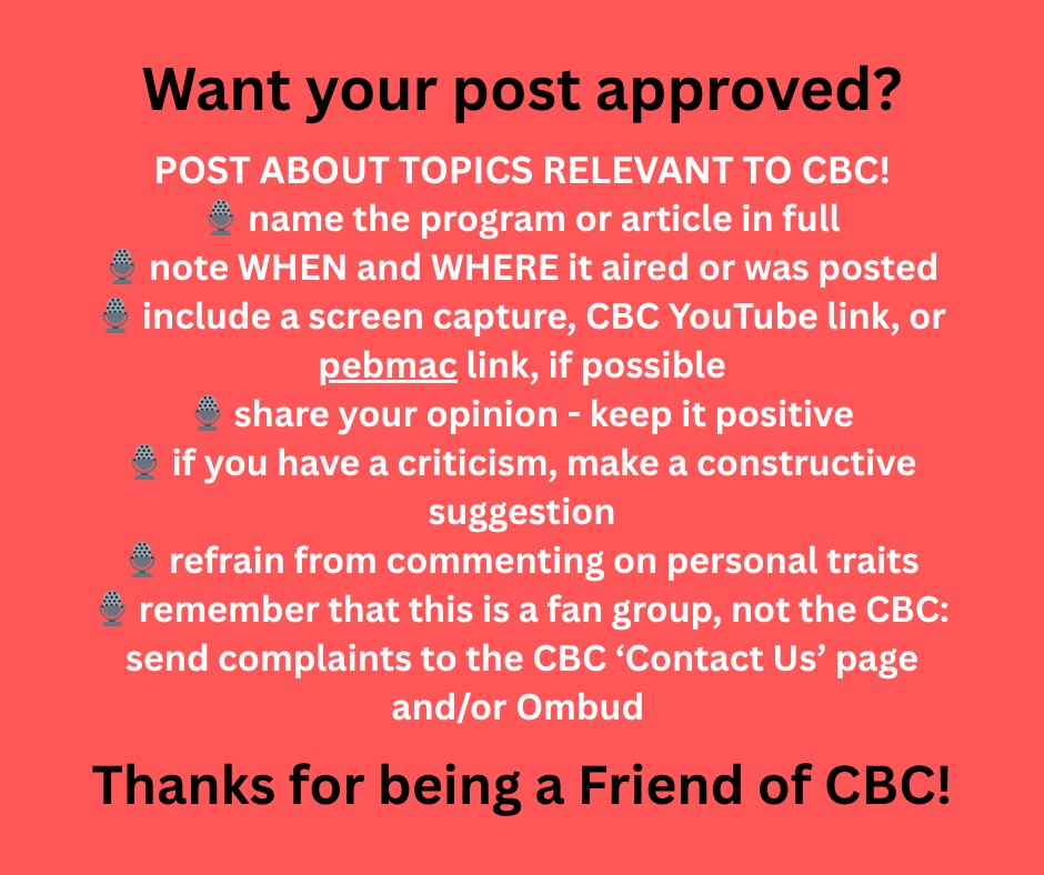 Friends of the CBC | WANT YOUR POST APPROVED | Facebook