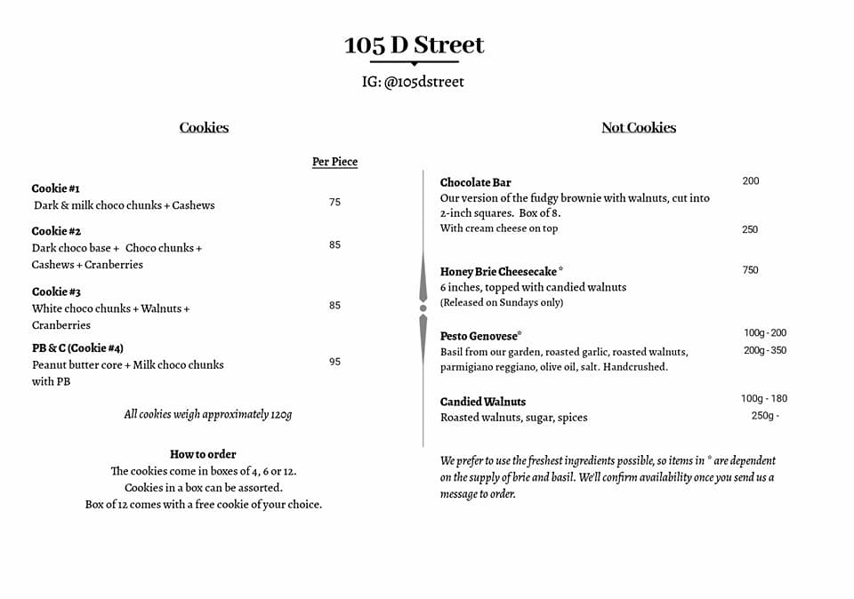 105 D Street - Our Menu and other FYI | Facebook