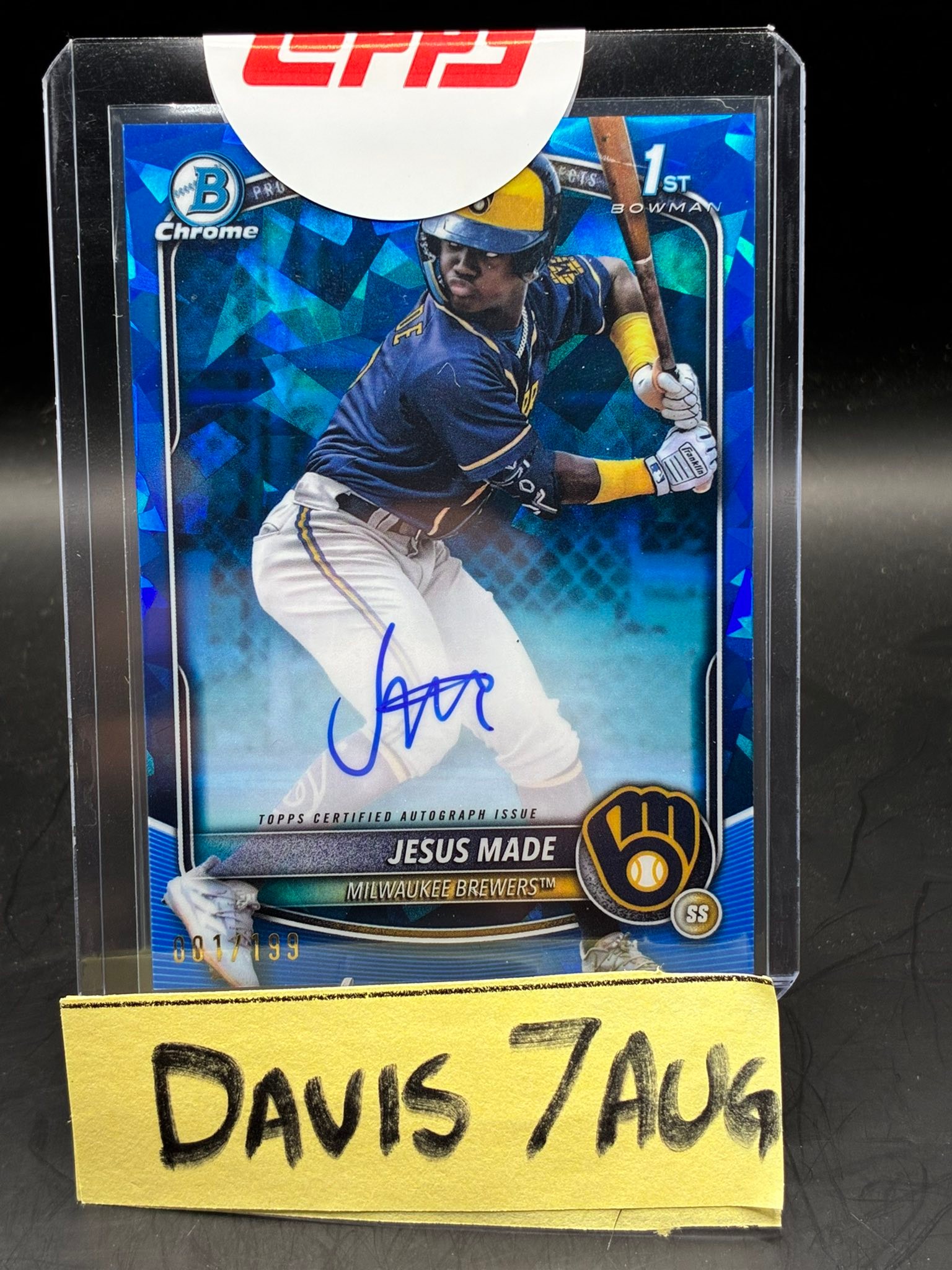 ?FIRST ON THE PRINT? Jesus Made Sapphire Auto /199 Dead centered 