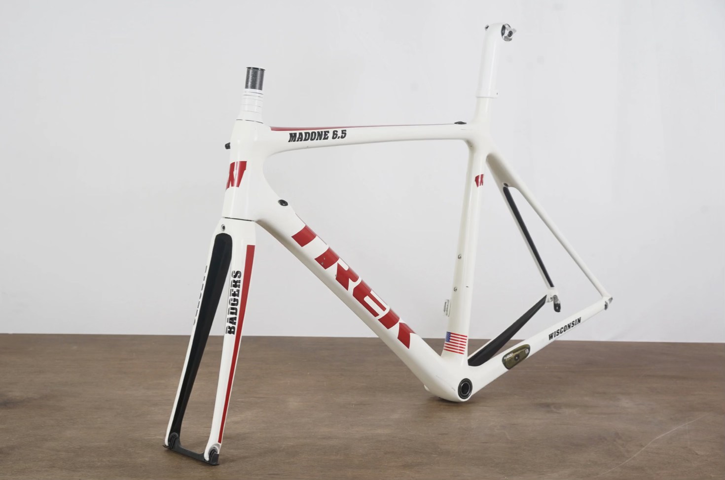 Trek 6.5 bike with custom University of Wisconsin paint job