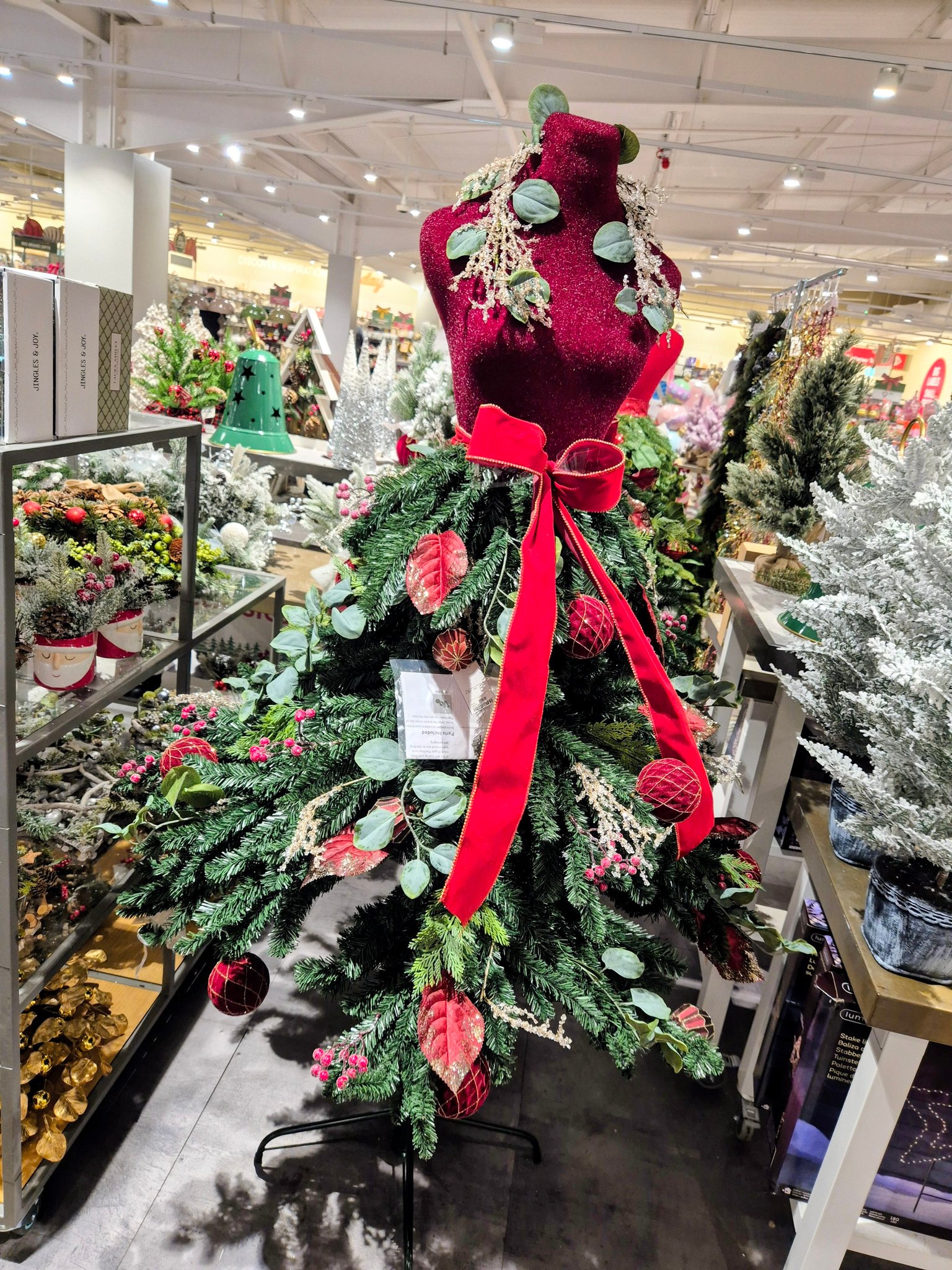 Mannequin Christmas trees at TK Maxx