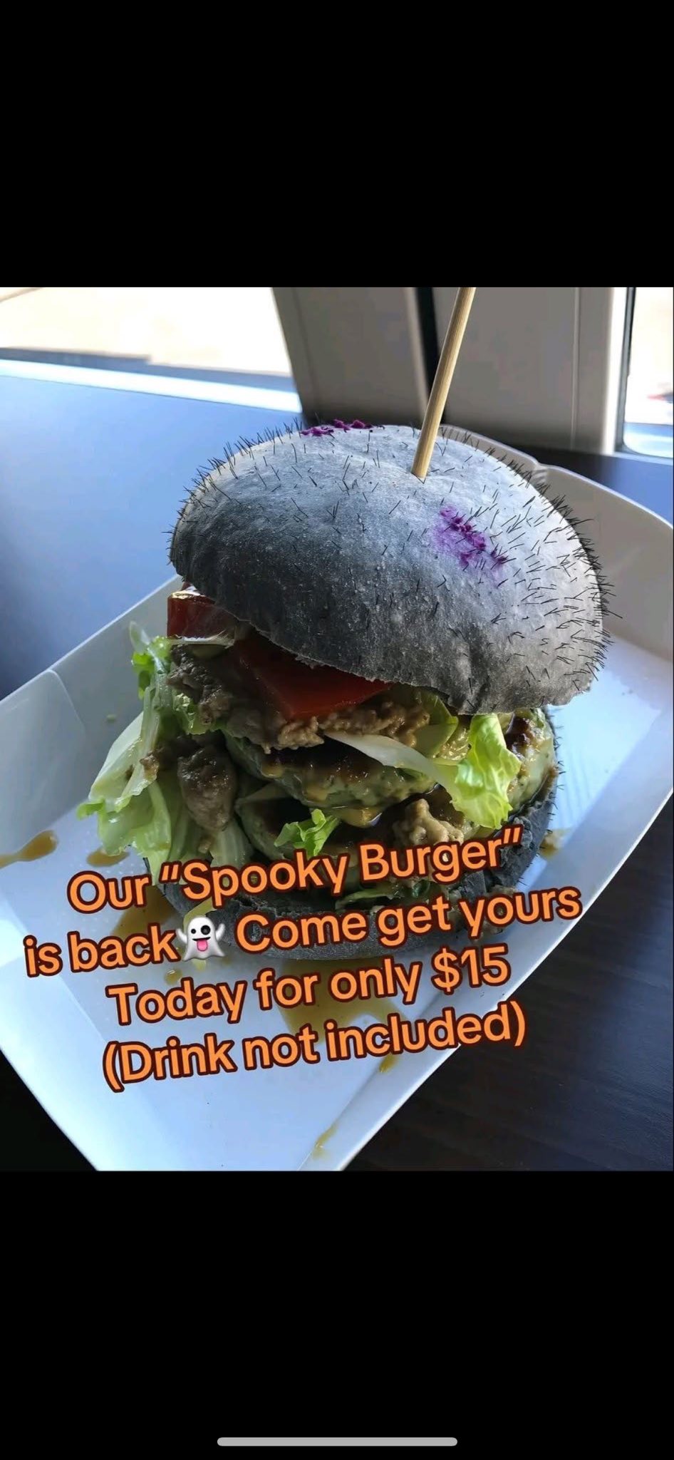Came across this “spooky hamburger” but all I could think of was