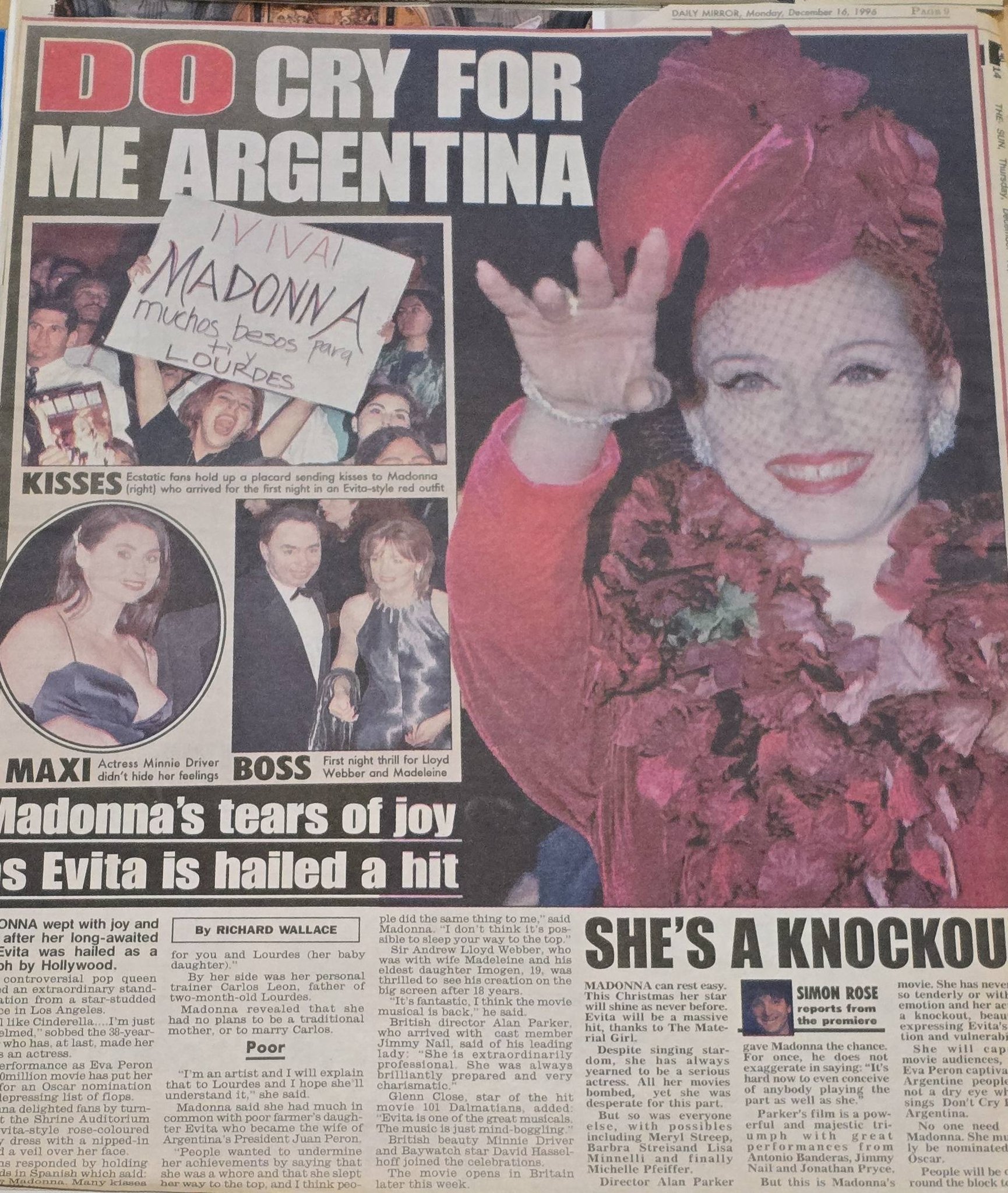 1996 Evita was on everyone's lips and in all the papers. Here are